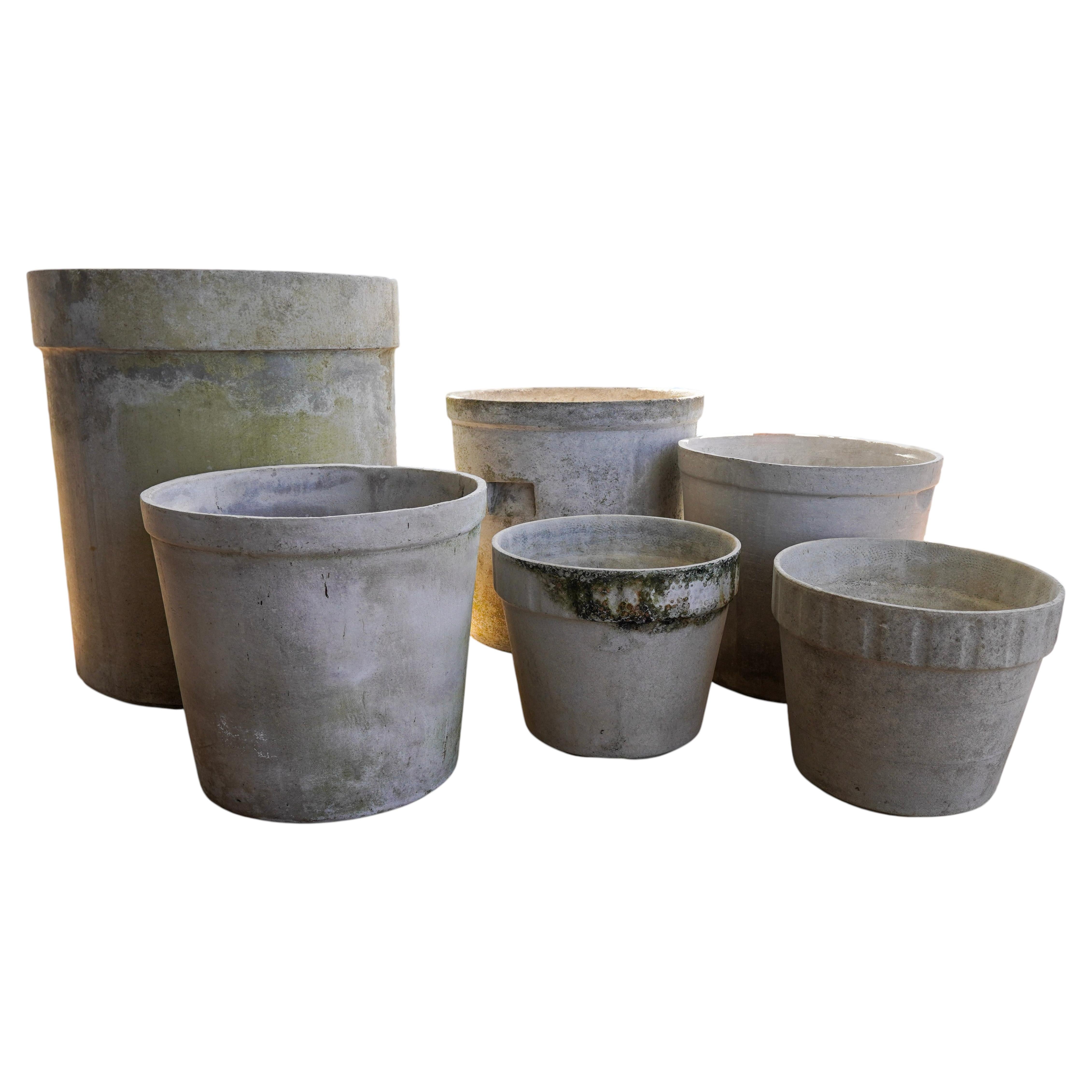 Willy Guhl Fiber Cement Planters Set of Six, Modern Swiss Design