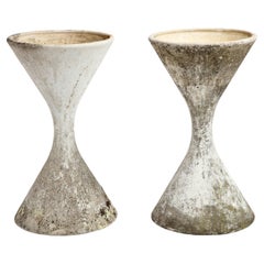 Retro Willy Guhl for Eternit Large Concrete Diabolo Spindel Planters, 1960s