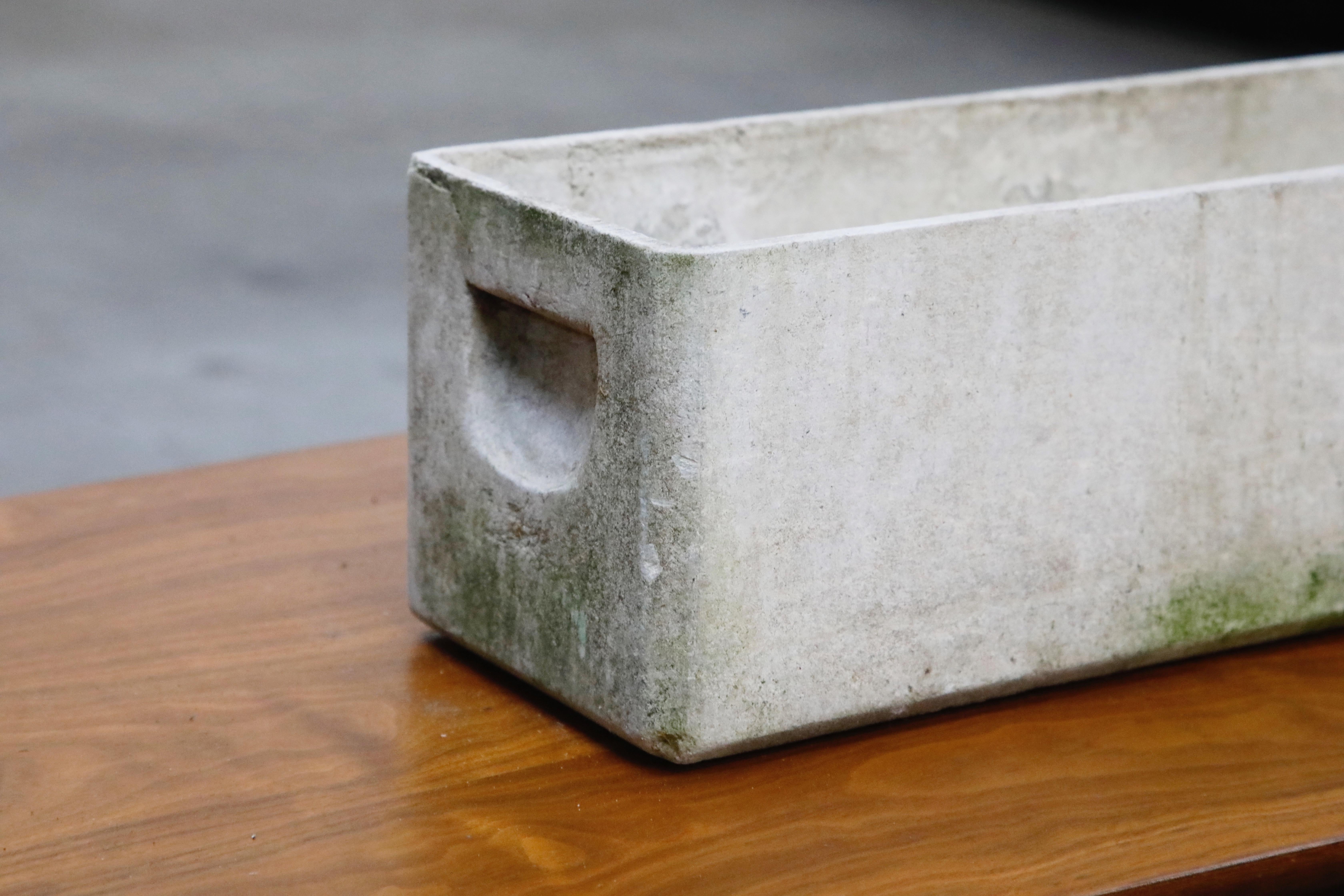 Mid-20th Century Willy Guhl for Eternit Large Rectangle Concrete Outdoor Handle Planter For Sale