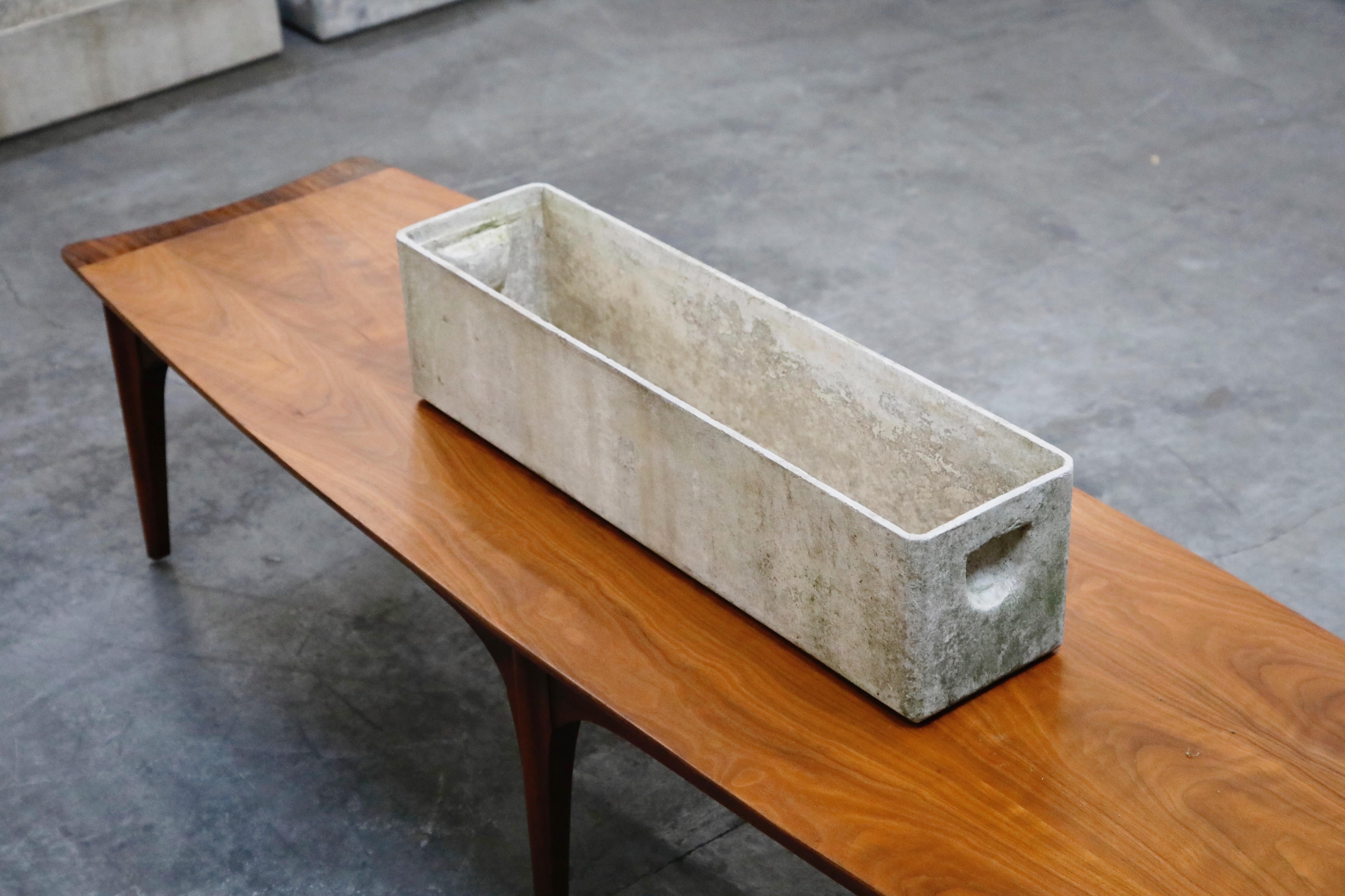 Mid-20th Century Willy Guhl for Eternit Large Rectangle Concrete Outdoor Handle Planter For Sale