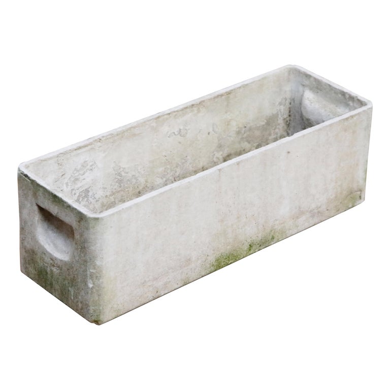 Willy Guhl for Eternit Large Rectangle Concrete Outdoor Handle Planter For Sale