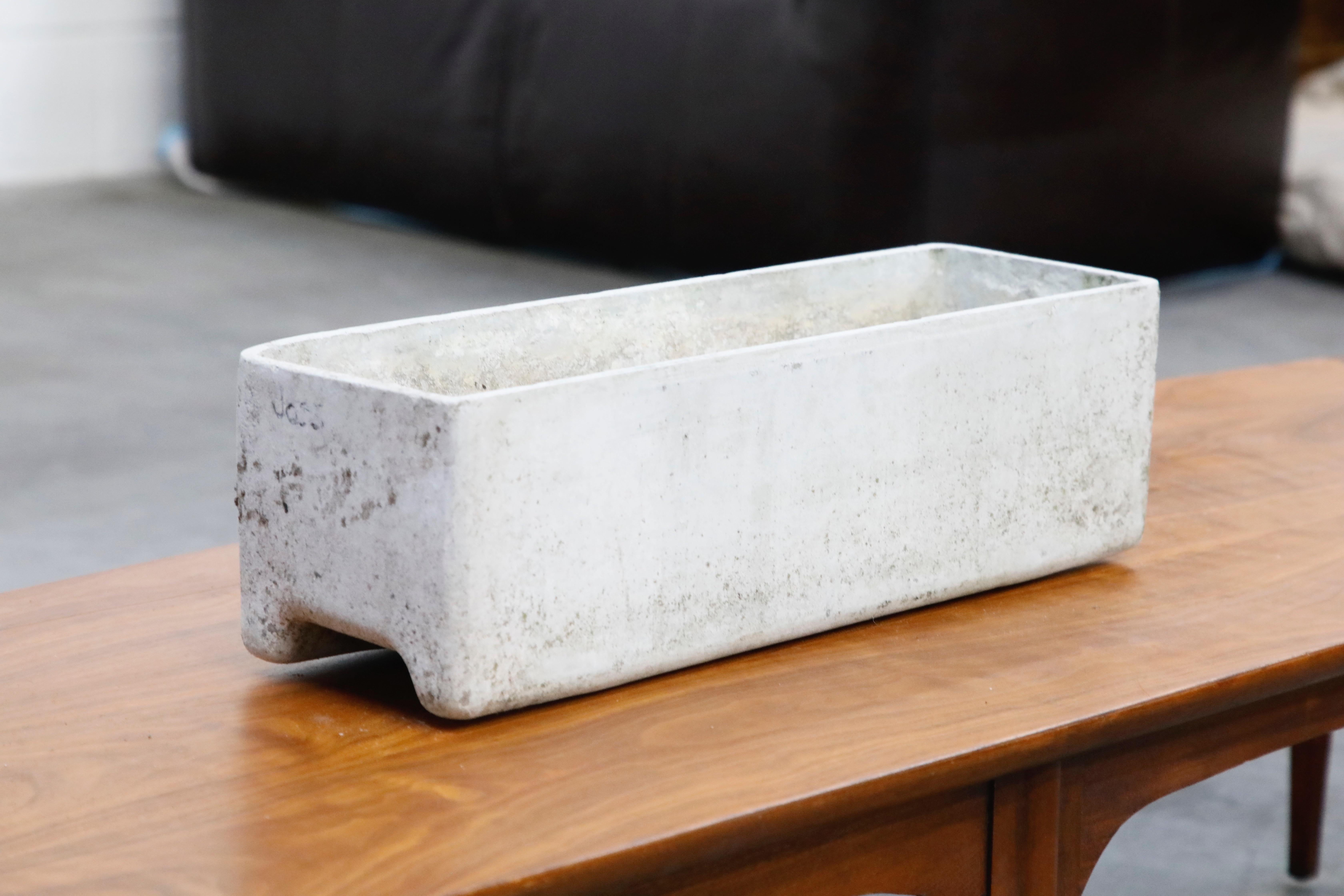 Willy Guhl for Eternit Large Rectangle Concrete Outdoor Planter, 1968, Signed For Sale 1
