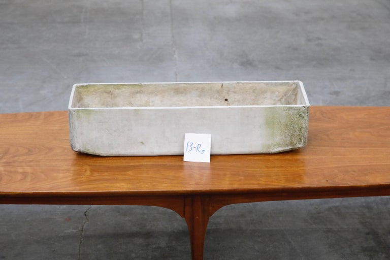 Willy Guhl for Eternit Large Rectangle Concrete Outdoor Planter, 1970s, Signed For Sale 5