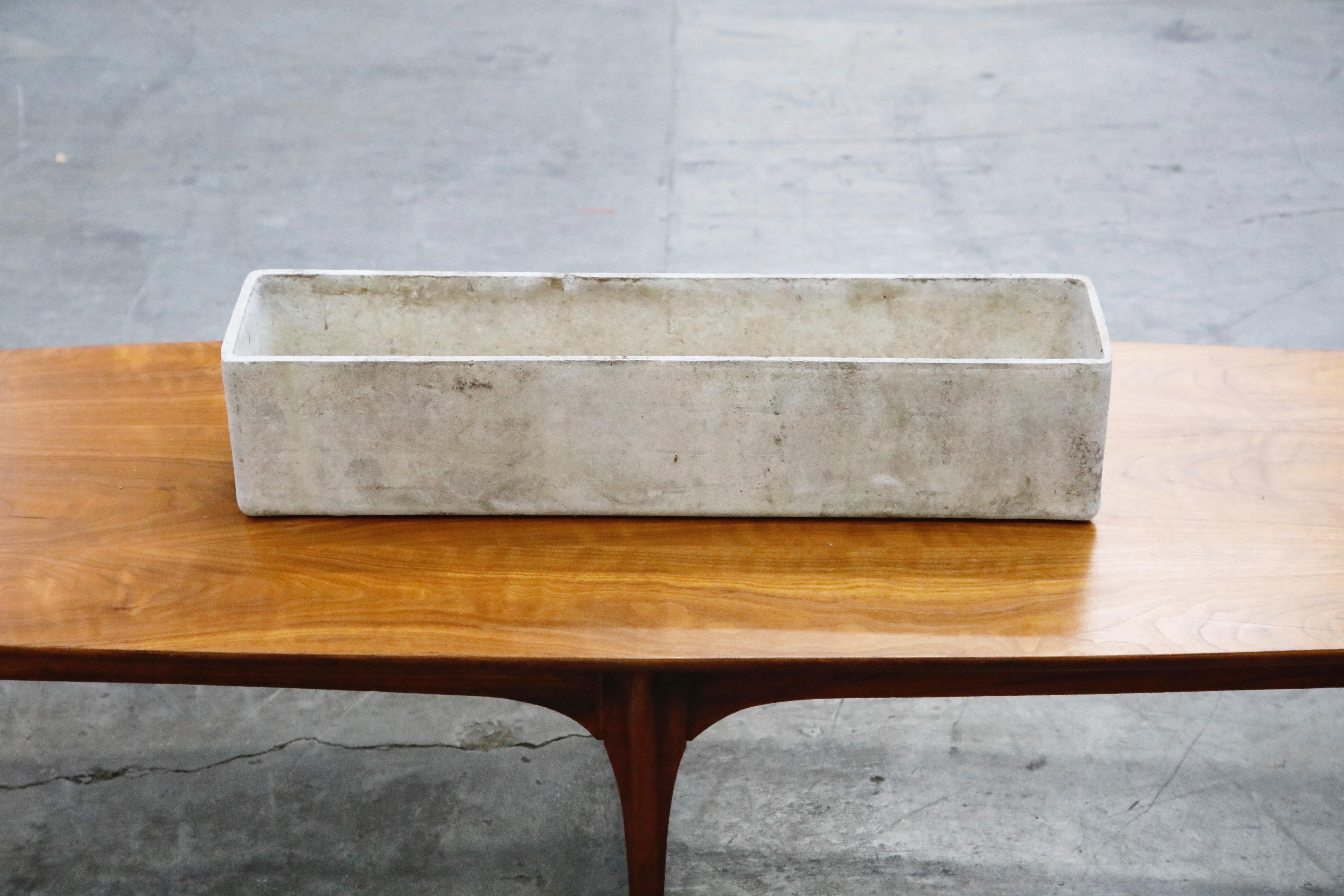 Willy Guhl for Eternit Large Rectangle Concrete Outdoor Planter, 1970s, Signed 10