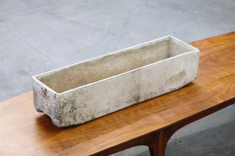 Swiss Willy Guhl for Eternit Large Rectangle Concrete Outdoor Planter, 1970s, Signed For Sale