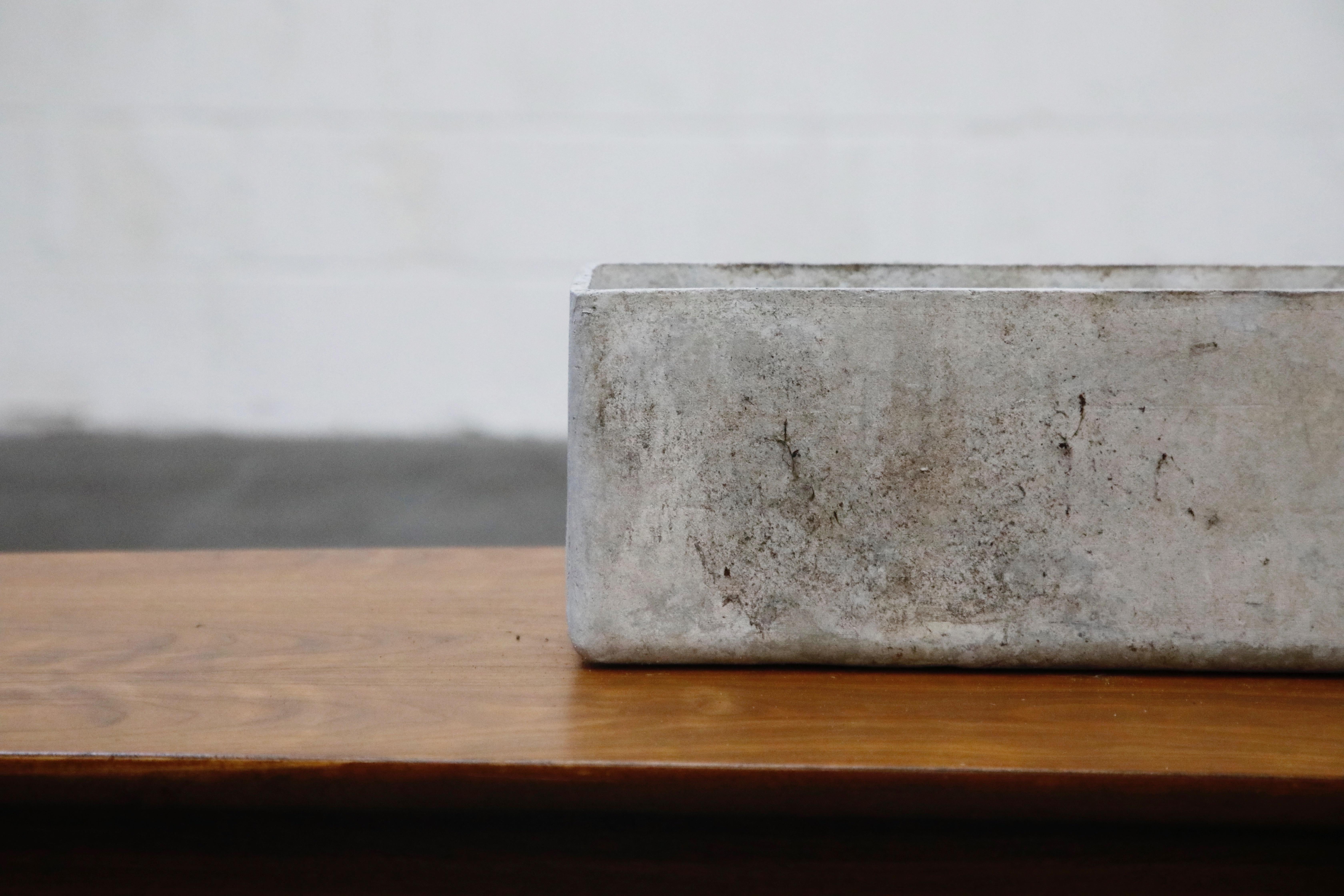 Willy Guhl for Eternit Large Rectangle Concrete Outdoor Planter, 1970s, Signed In Good Condition In Los Angeles, CA