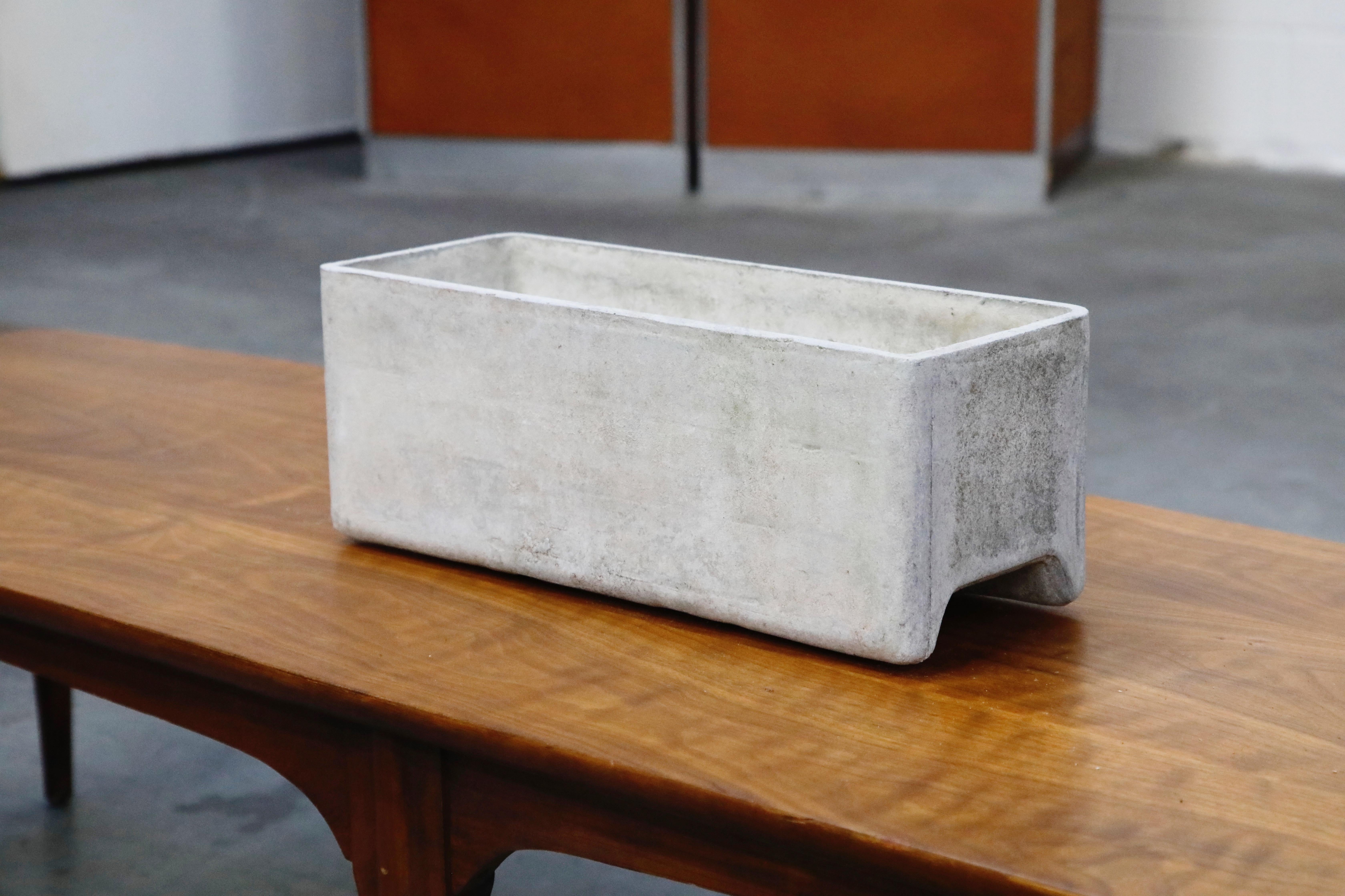 Late 20th Century Willy Guhl for Eternit Large Rectangle Concrete Outdoor Planter, 1970s, Signed For Sale