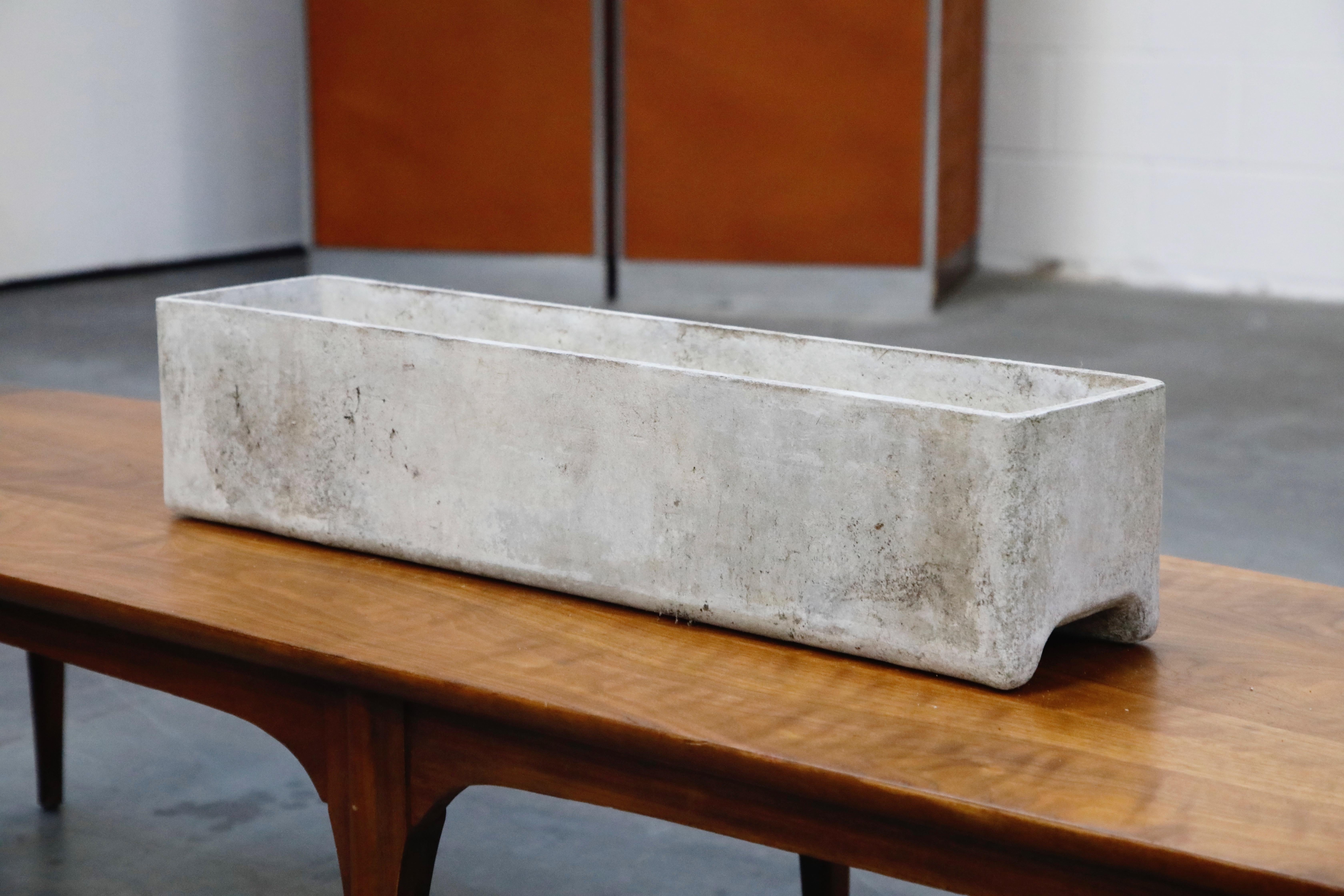 Willy Guhl for Eternit Large Rectangle Concrete Outdoor Planter, 1970s, Signed 2