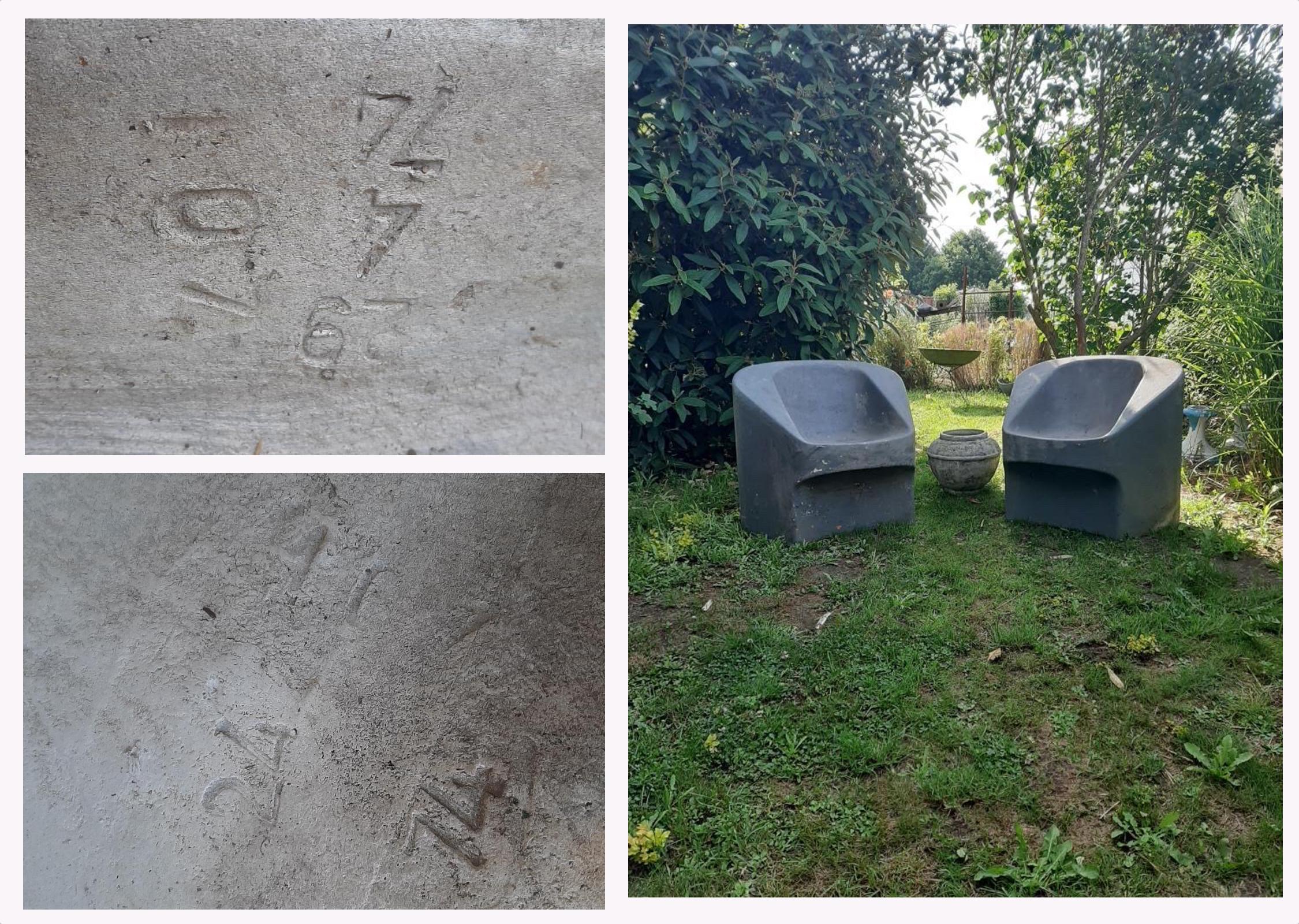 Willy Guhl for Eternit Modernist Concrete Garden Chairs Switzerland 1974, Signed 15