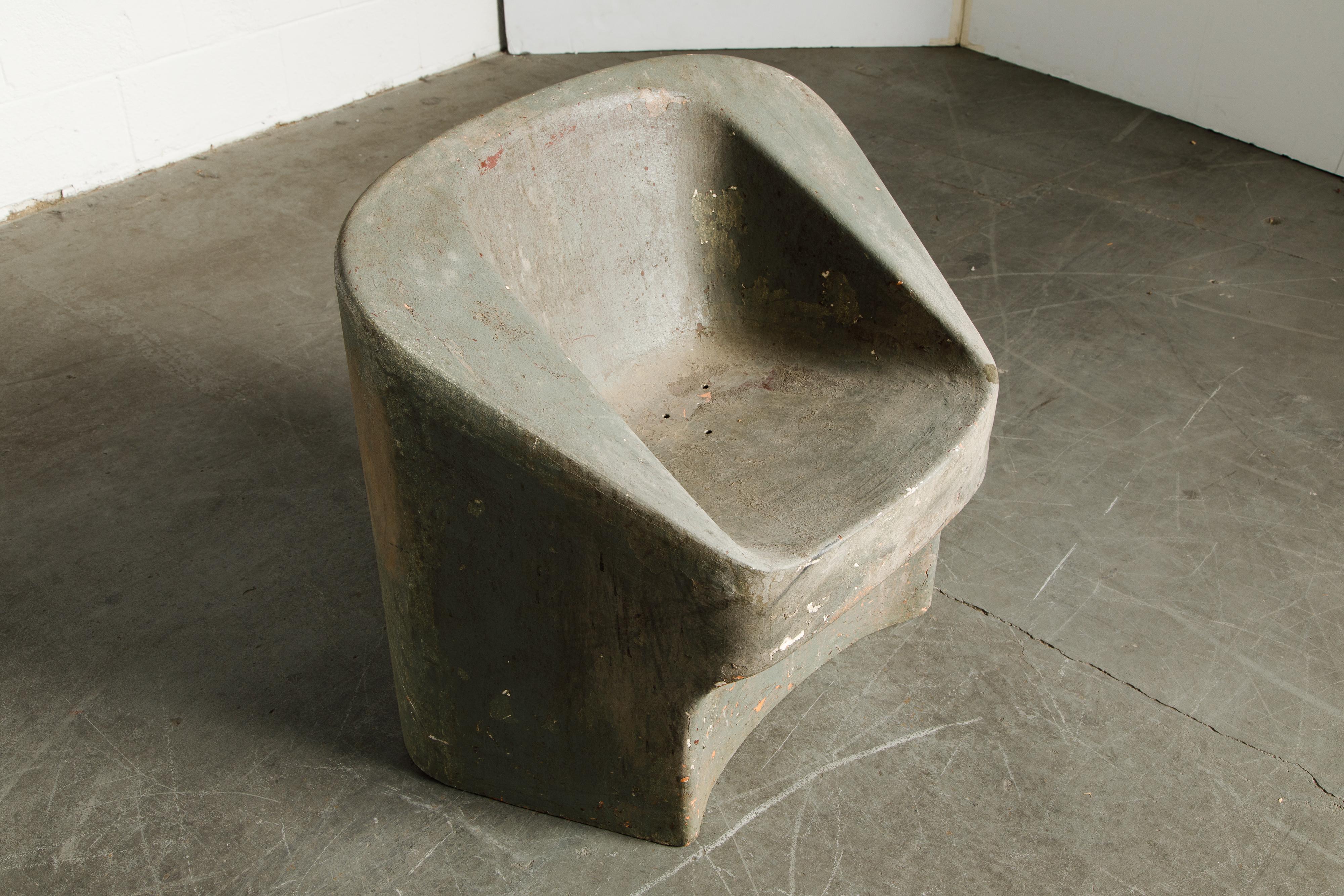 Willy Guhl for Eternit Modernist Concrete Garden Chairs Switzerland 1974, Signed 4