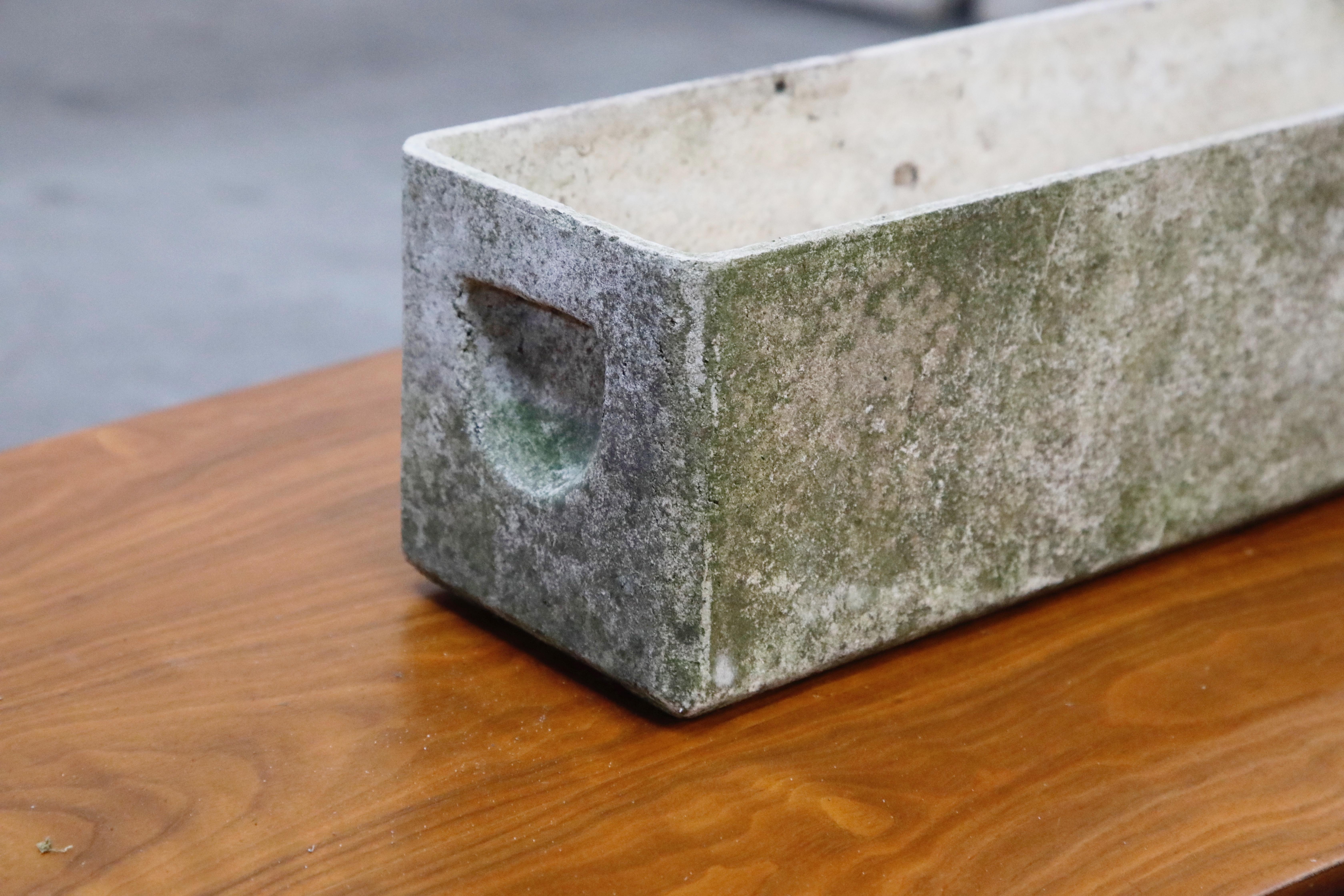Mid-20th Century Willy Guhl for Eternit Rectangle Concrete Outdoor Handle Planter, circa 1968 For Sale