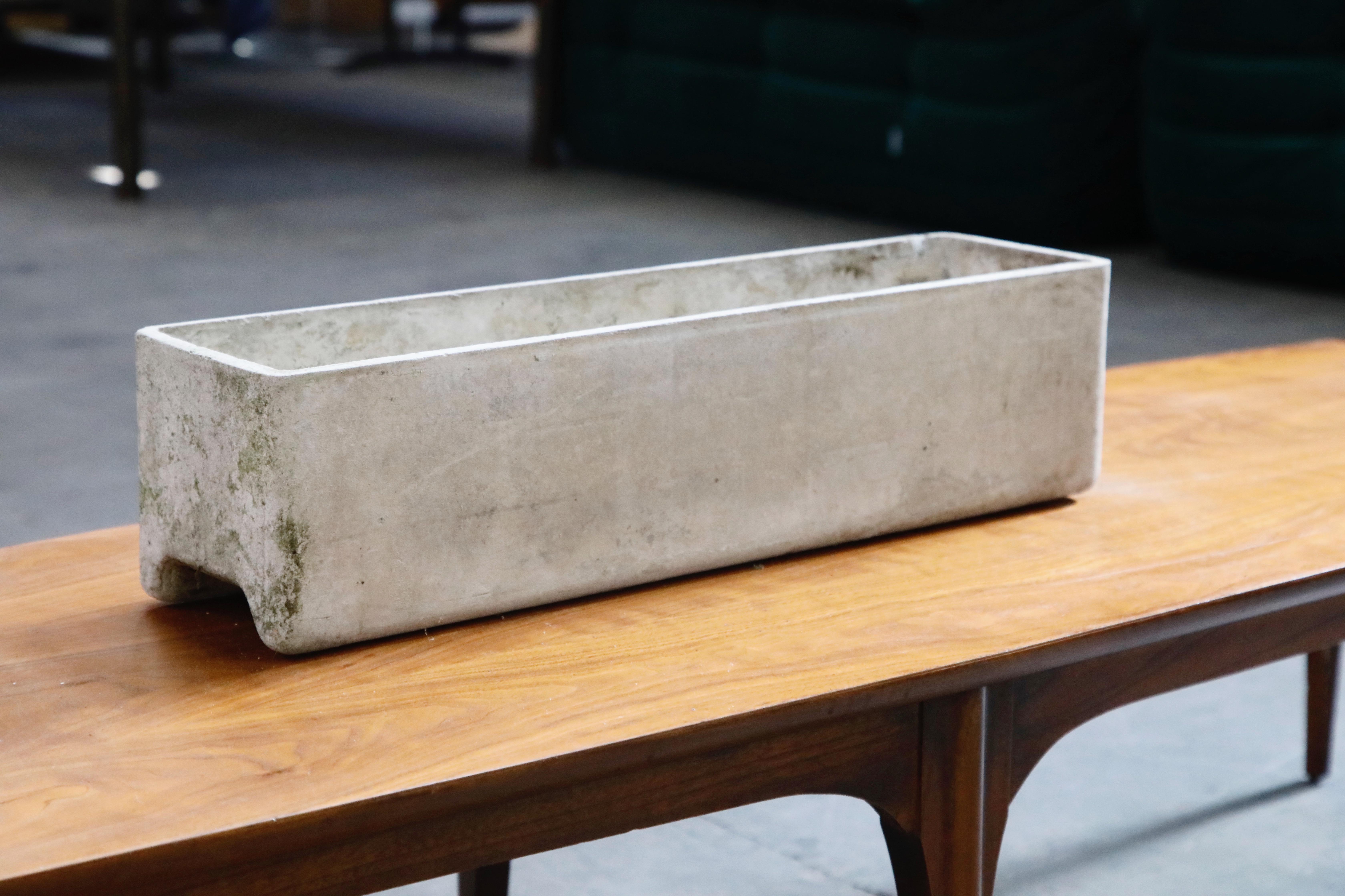 Mid-Century Modern Willy Guhl for Eternit Rectangle Concrete Outdoor Planter, 1970s, Signed For Sale