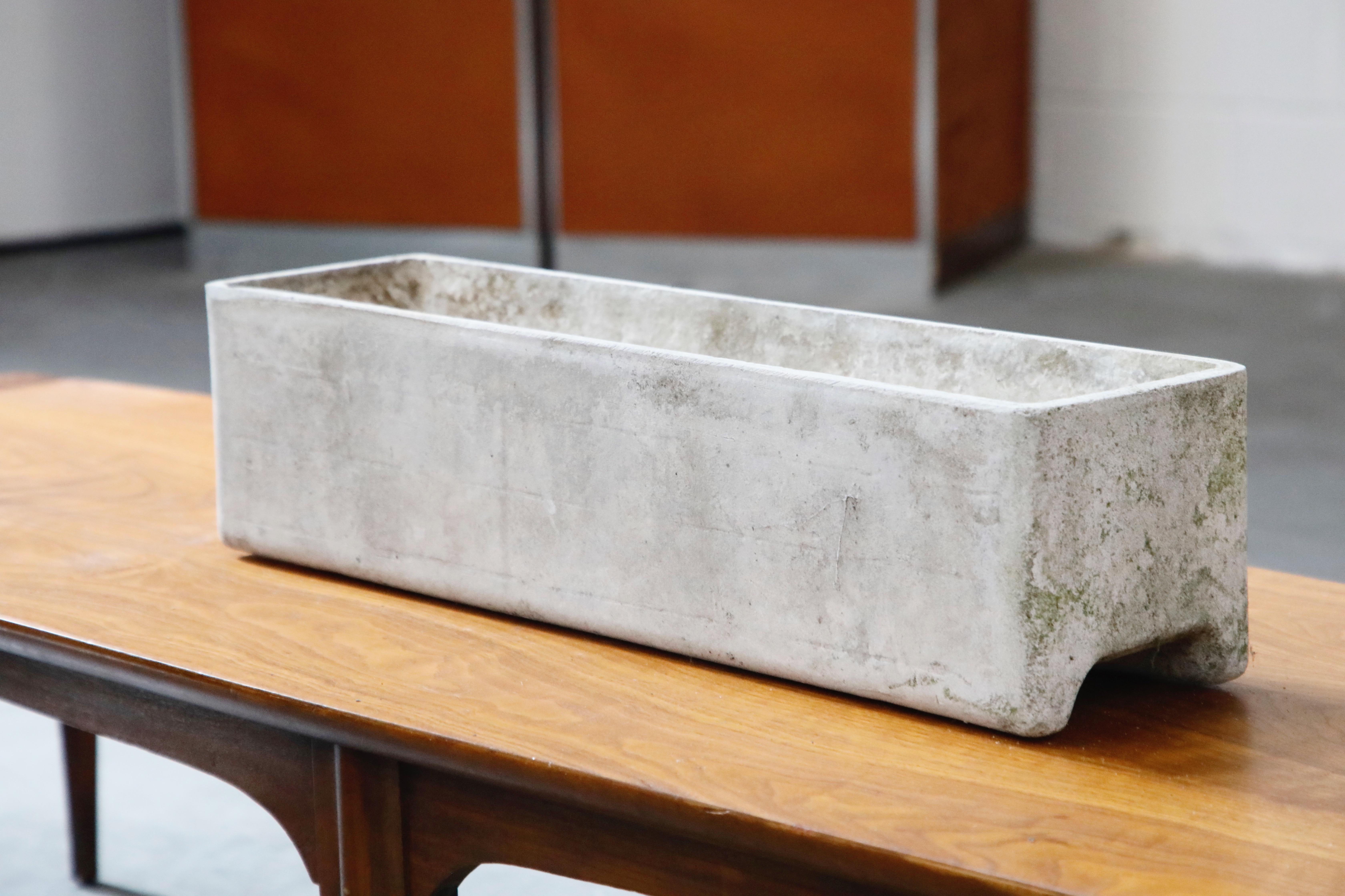 Swiss Willy Guhl for Eternit Rectangle Concrete Outdoor Planter, 1970s, Signed For Sale