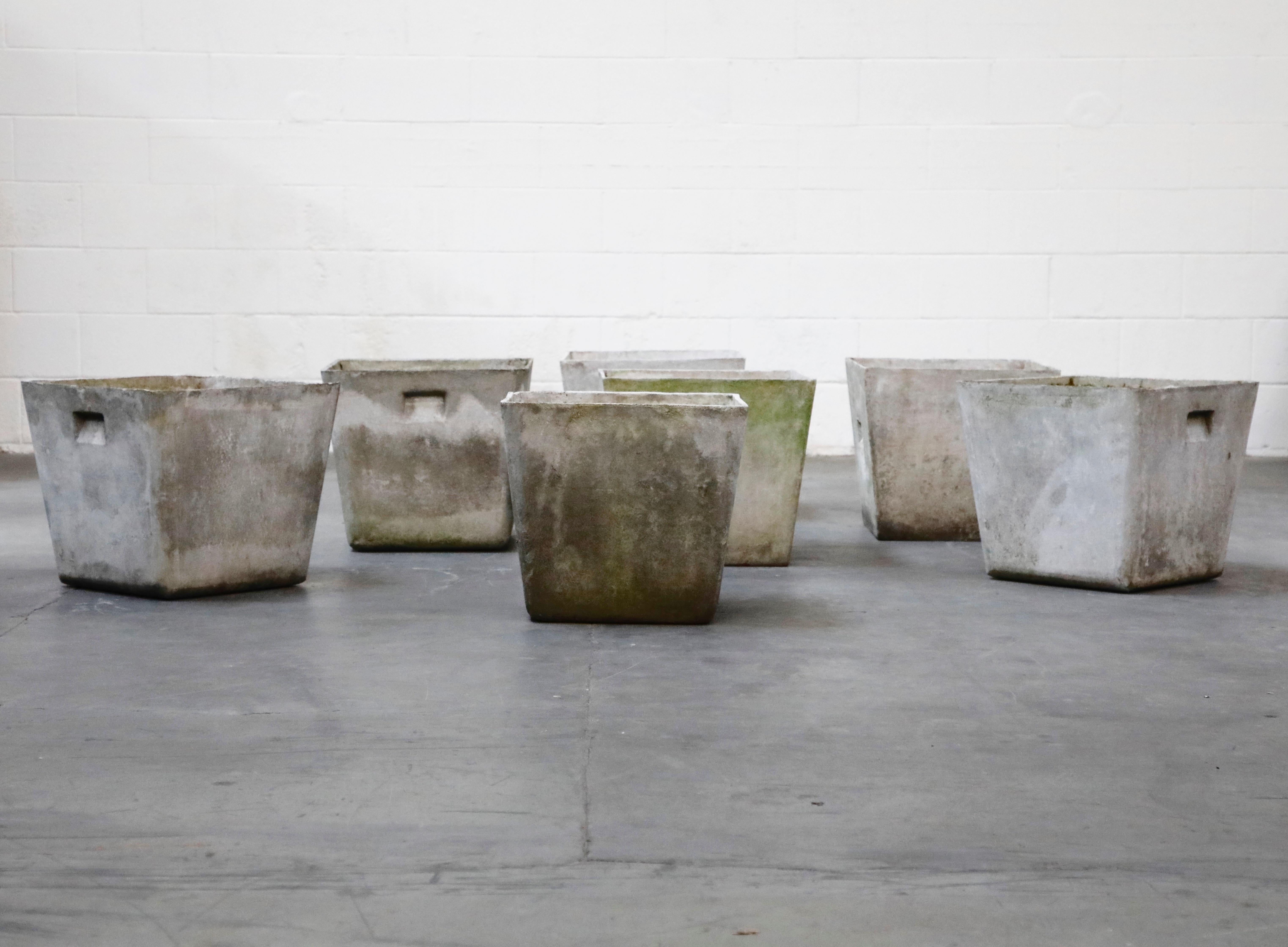 Mid-20th Century Willy Guhl for Eternit Trapezoid Concrete Planters with Handles, circa 1968