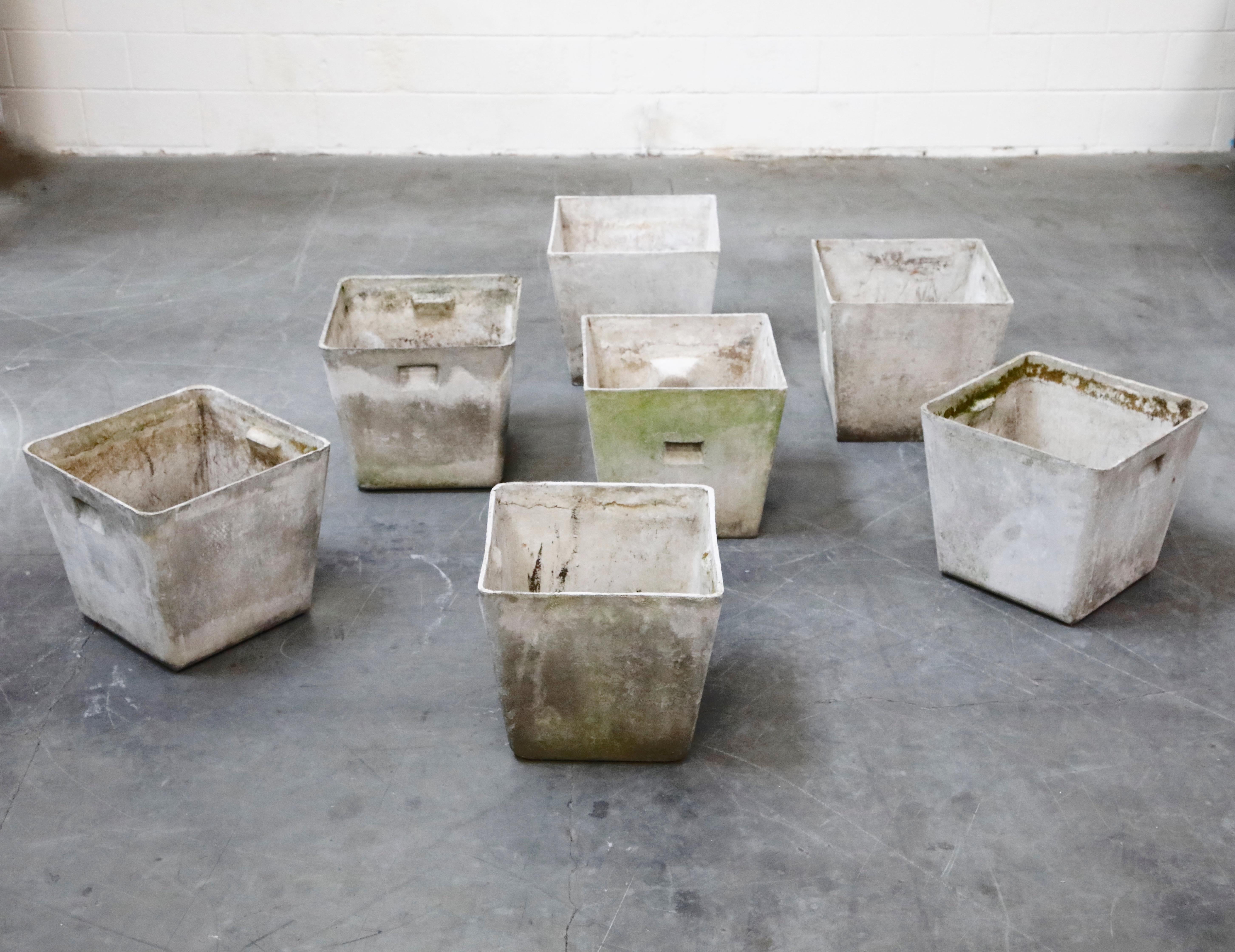 Willy Guhl for Eternit Trapezoid Concrete Planters with Handles, circa 1968 3