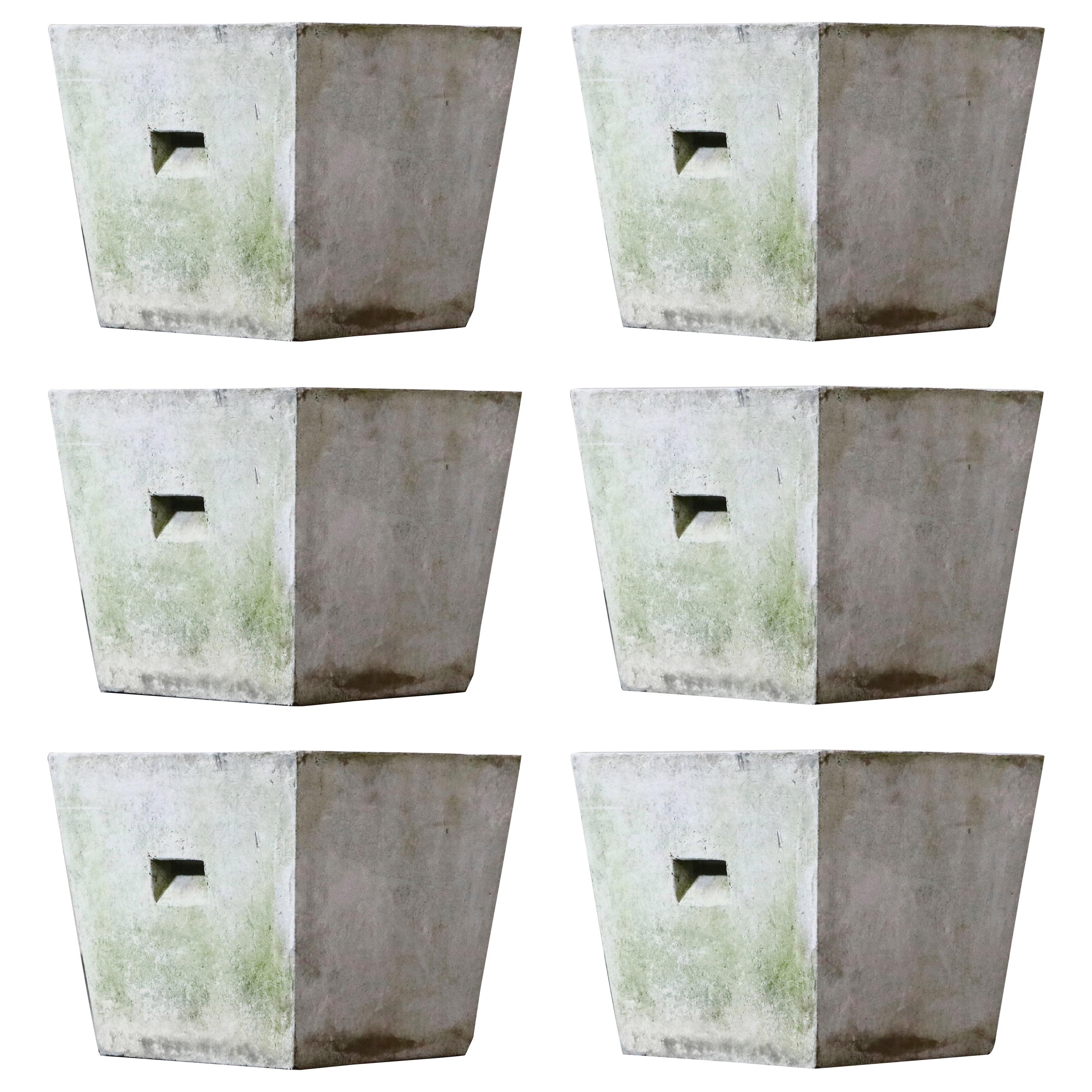Willy Guhl for Eternit Trapezoid Concrete Planters with Handles, circa 1968