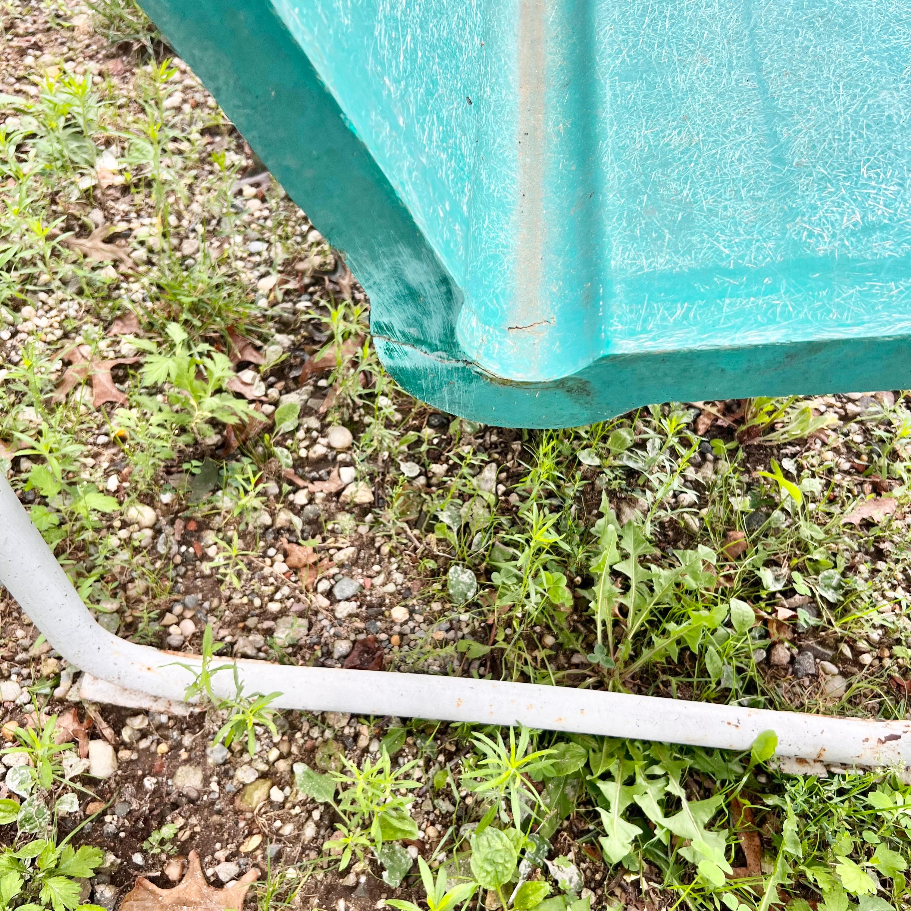 Mid-20th Century Willy Guhl Green Fiberglass and Steel Bench, 1960s Switzerland For Sale
