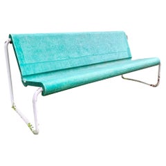 Used Willy Guhl Green Fiberglass and Steel Bench, 1960s Switzerland