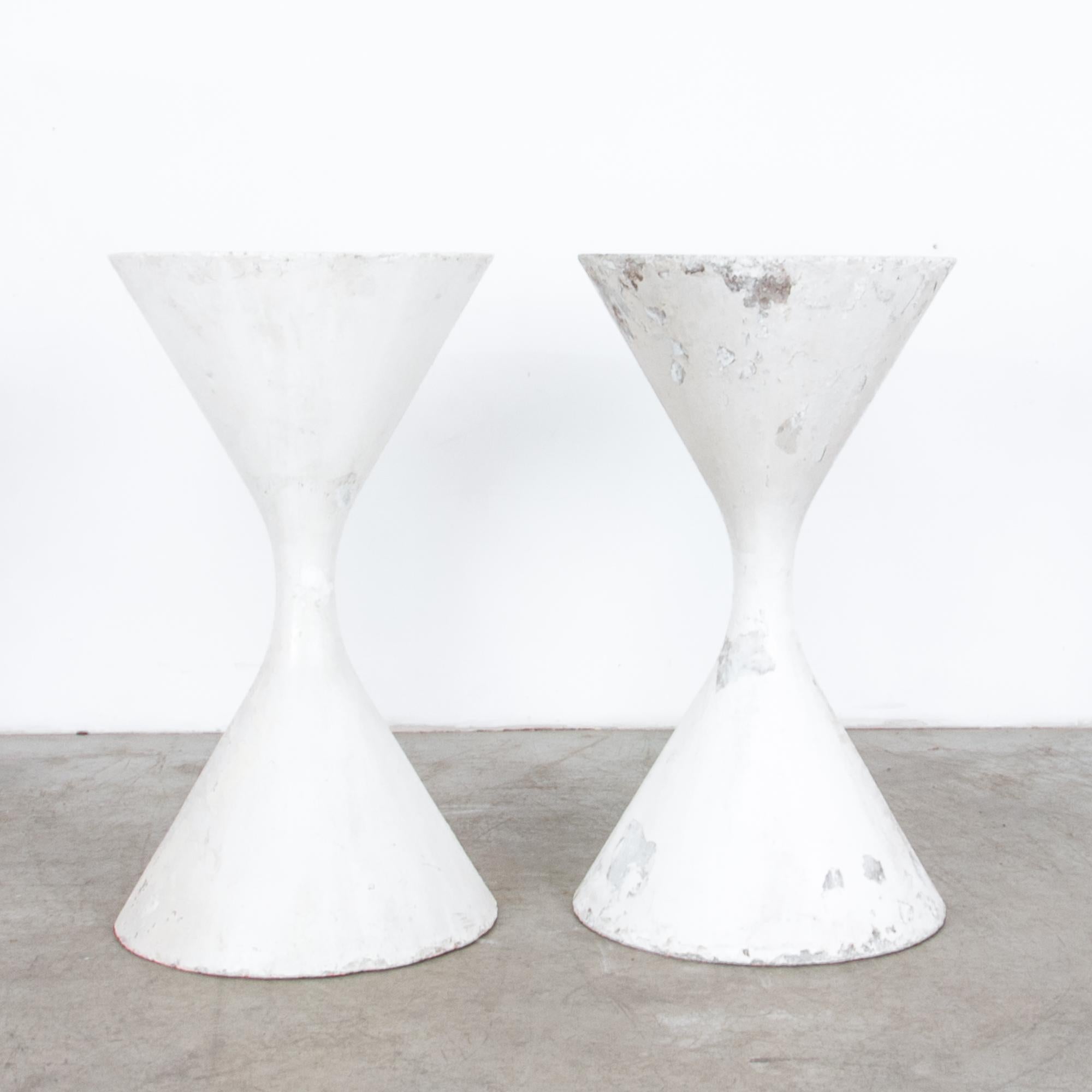 Concrete Willy Guhl Hourglass Planters, a Pair