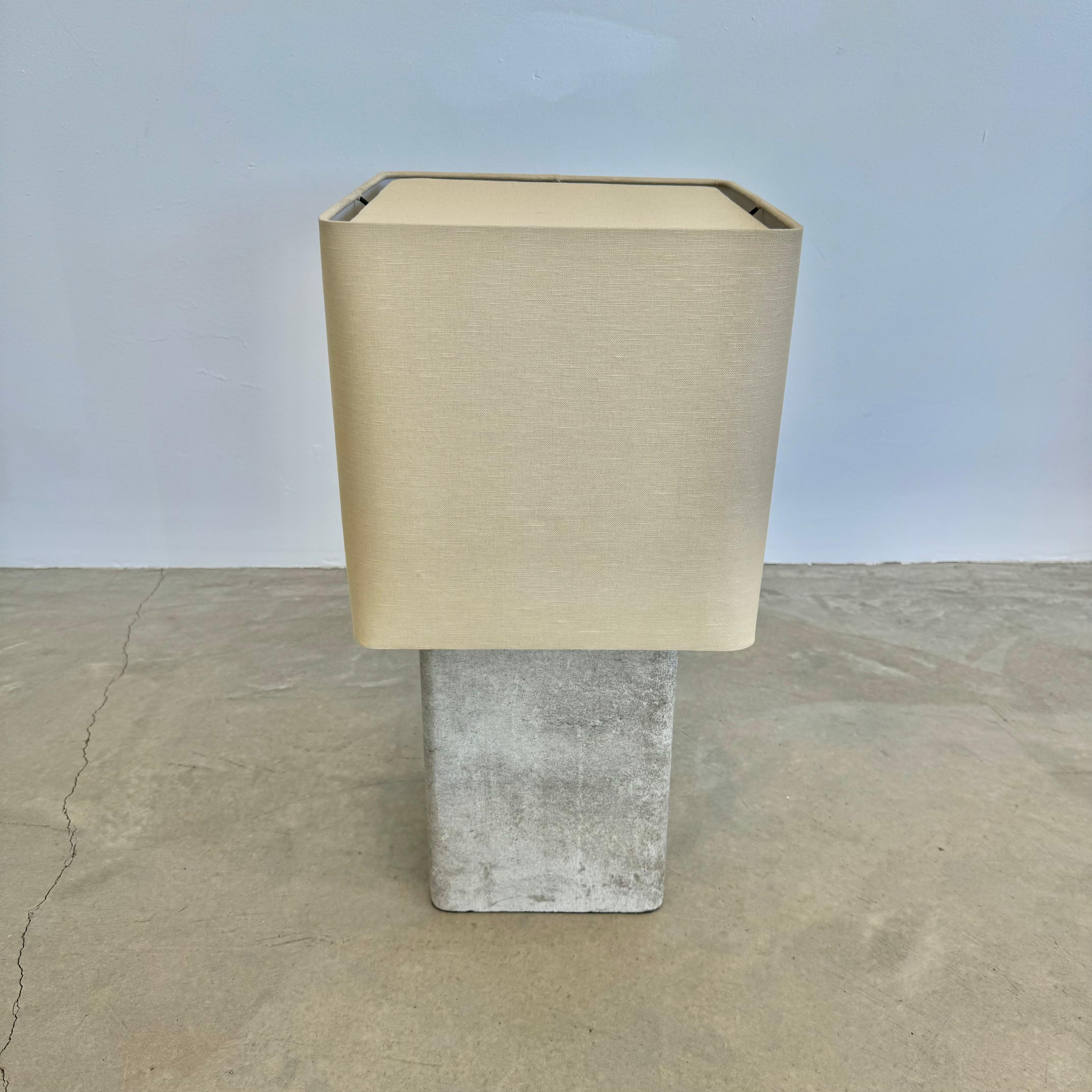 Linen Willy Guhl Large Concrete Table Lamp, 1960s Switzerland For Sale