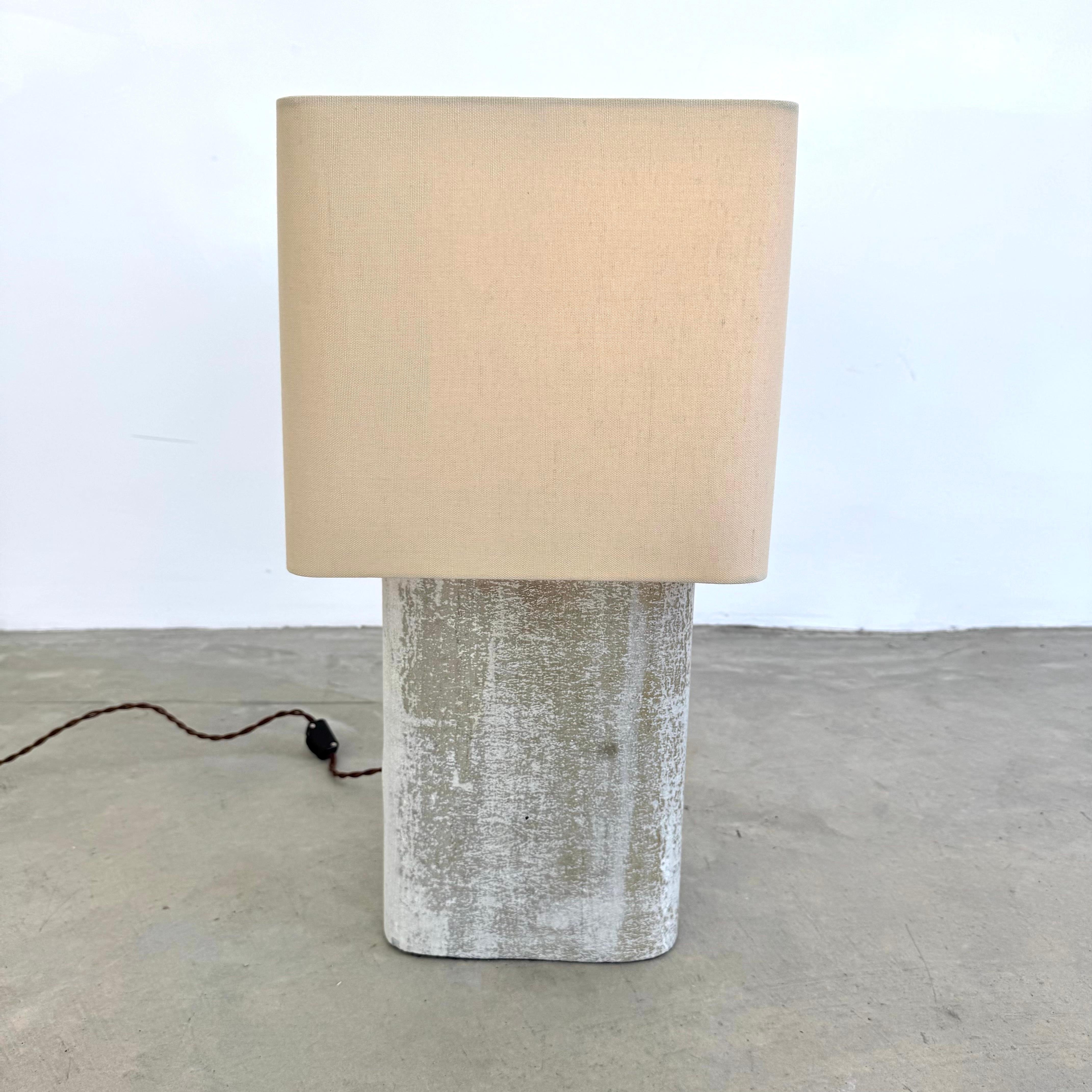 Linen Willy Guhl Large Concrete Table Lamp, 1960s Switzerland For Sale