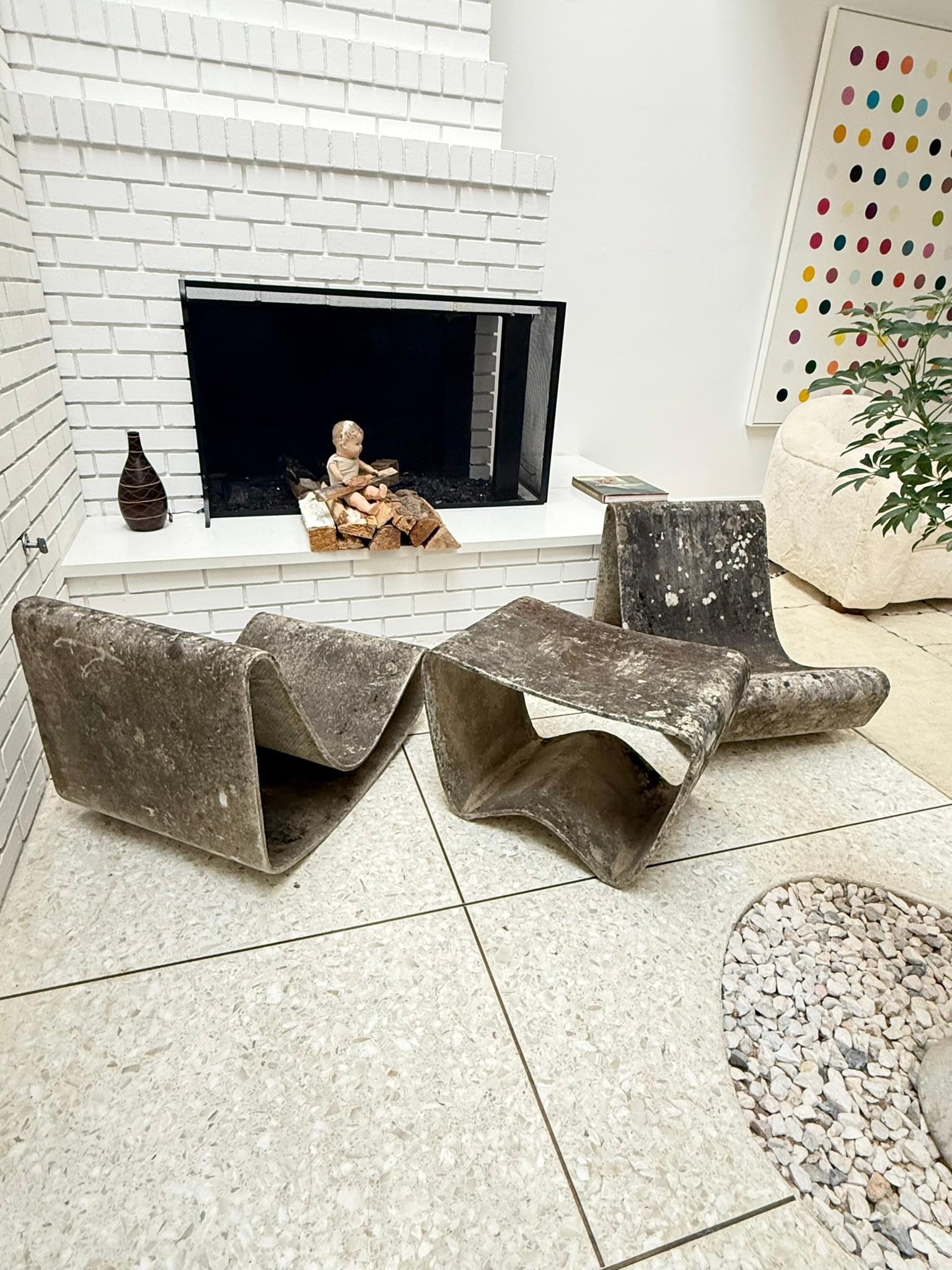 Swiss Willy Guhl Loop Chairs and Side Table For Sale