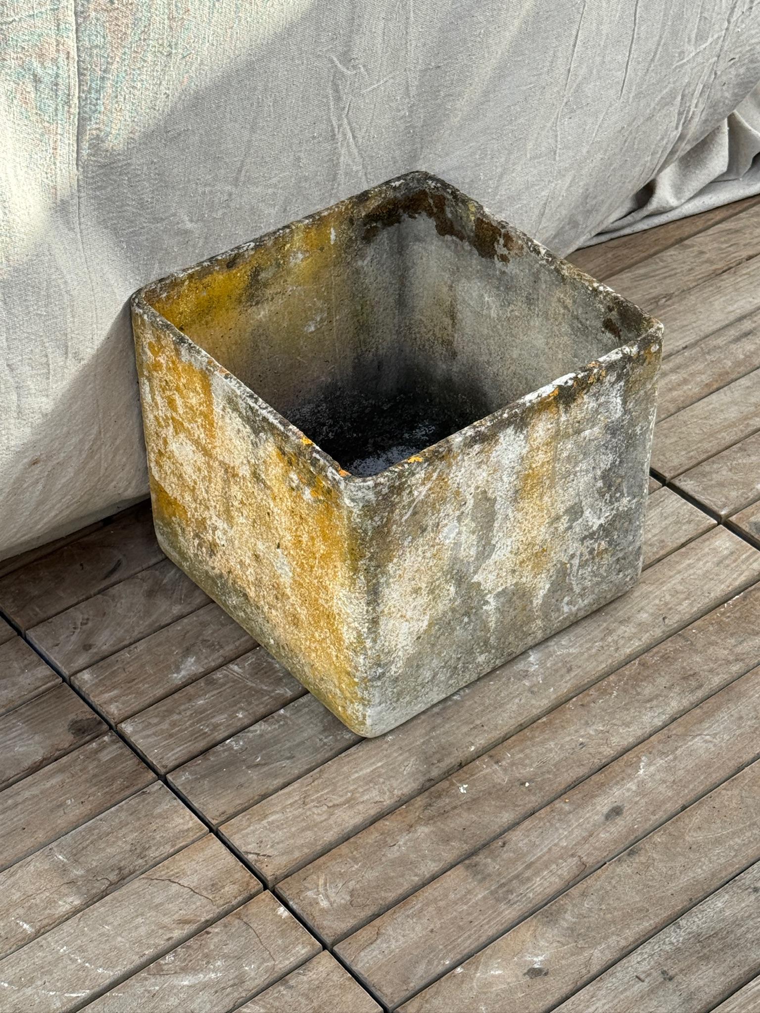 XX secolo Fioriera quadrata in Eternit di metà secolo di Willy Guhl con patina invecchiata in vendita