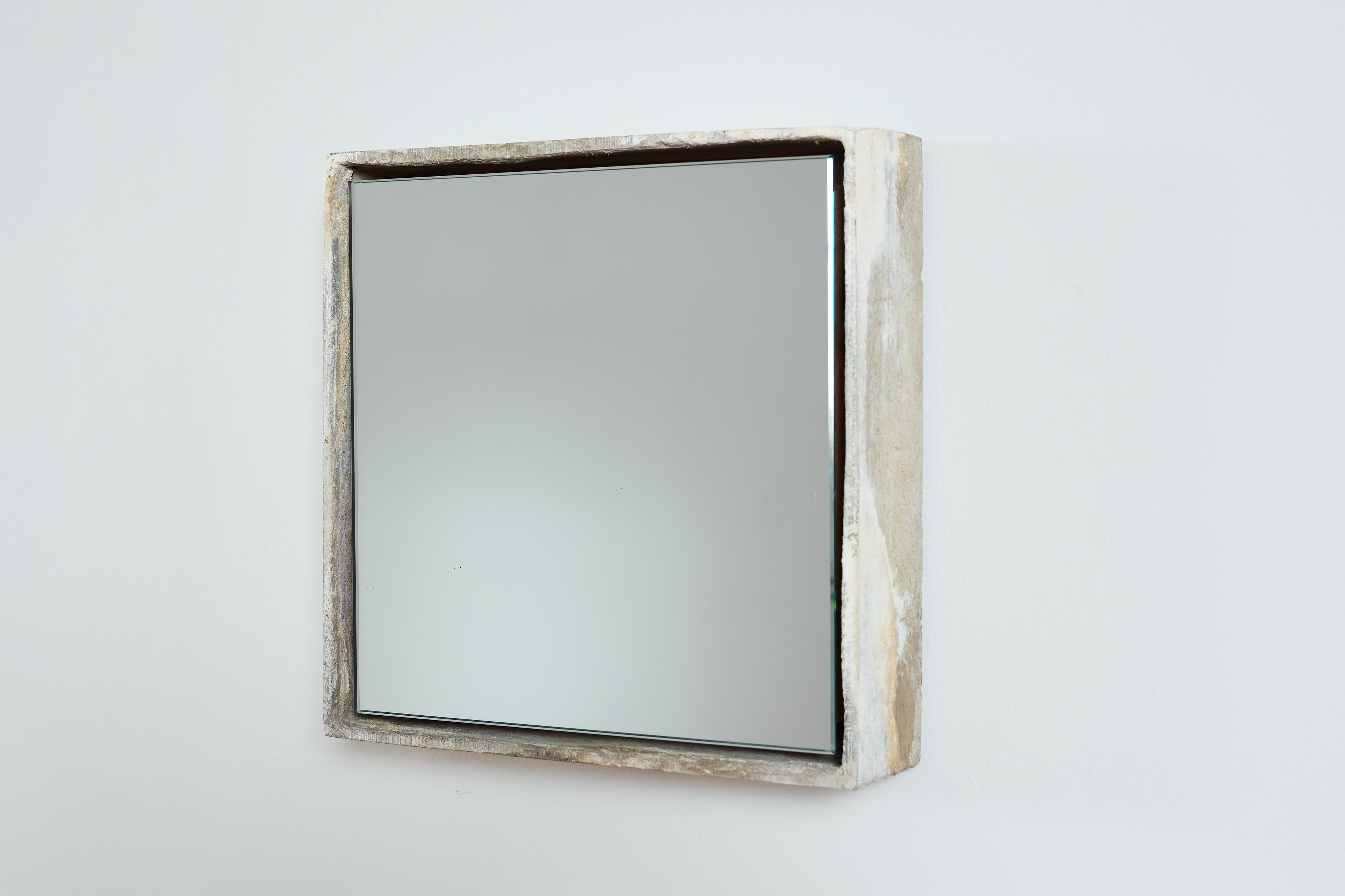 Willy Guhl mirror with fantastic patina'd thick signature cement frame and new mirror
2 sizes available / multiple quantities.