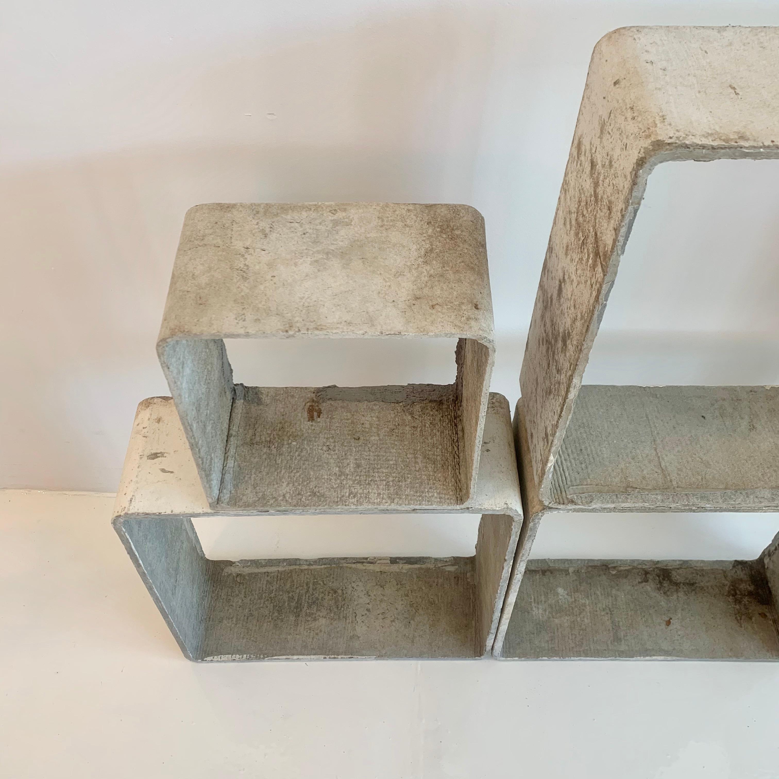 Swiss Willy Guhl Modular Cement Cube Bookcase For Sale