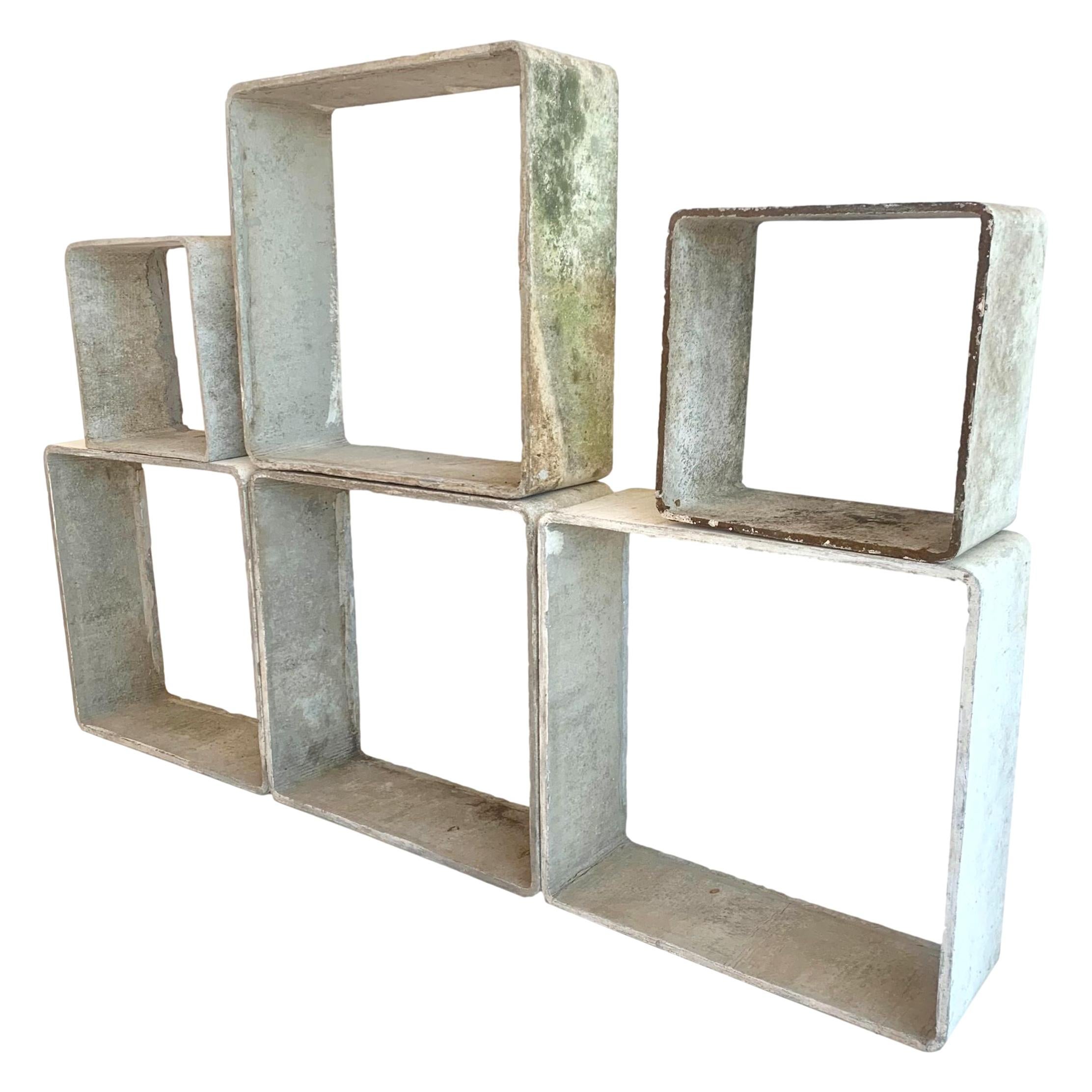 Willy Guhl Modular Cement Cube Bookcase For Sale