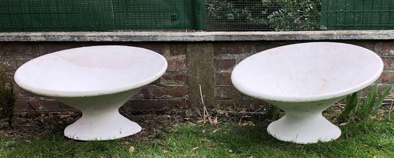 Pair of Willy Guhl 'Off-Kilter' planter concrete tilted bowl, 1970s Switzerland.
A pair of Mid-20th Century planters by Willy Guhl.
Stunning concrete tilted bowl planter by Swiss architect Willy Guhl.
Beautiful planter with dominant