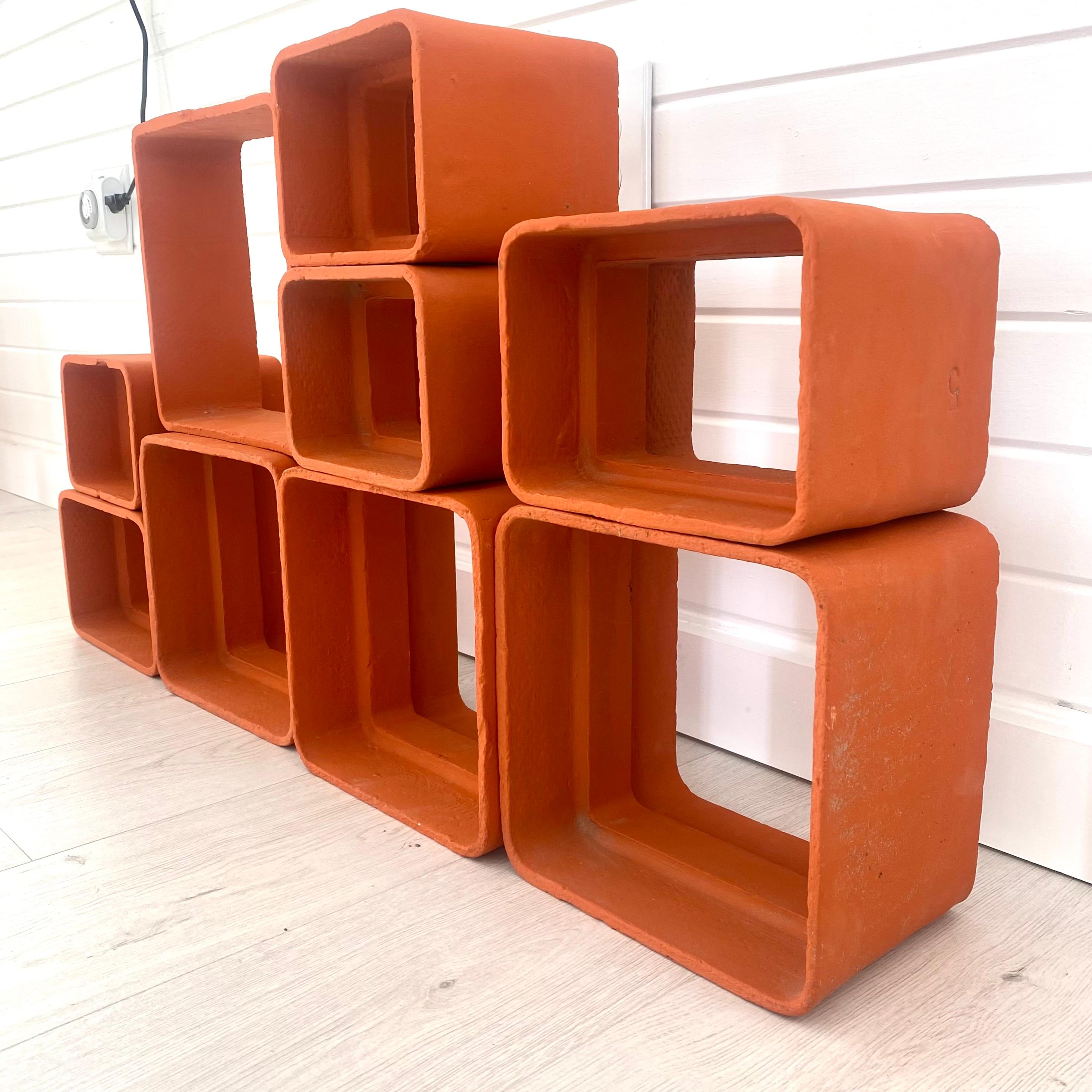 Swiss Willy Guhl Orange Concrete Bookcase, 1960s Switzerland For Sale