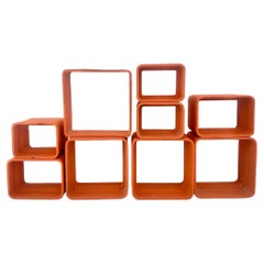 Vintage Willy Guhl Orange Concrete Bookcase, 1960s Switzerland