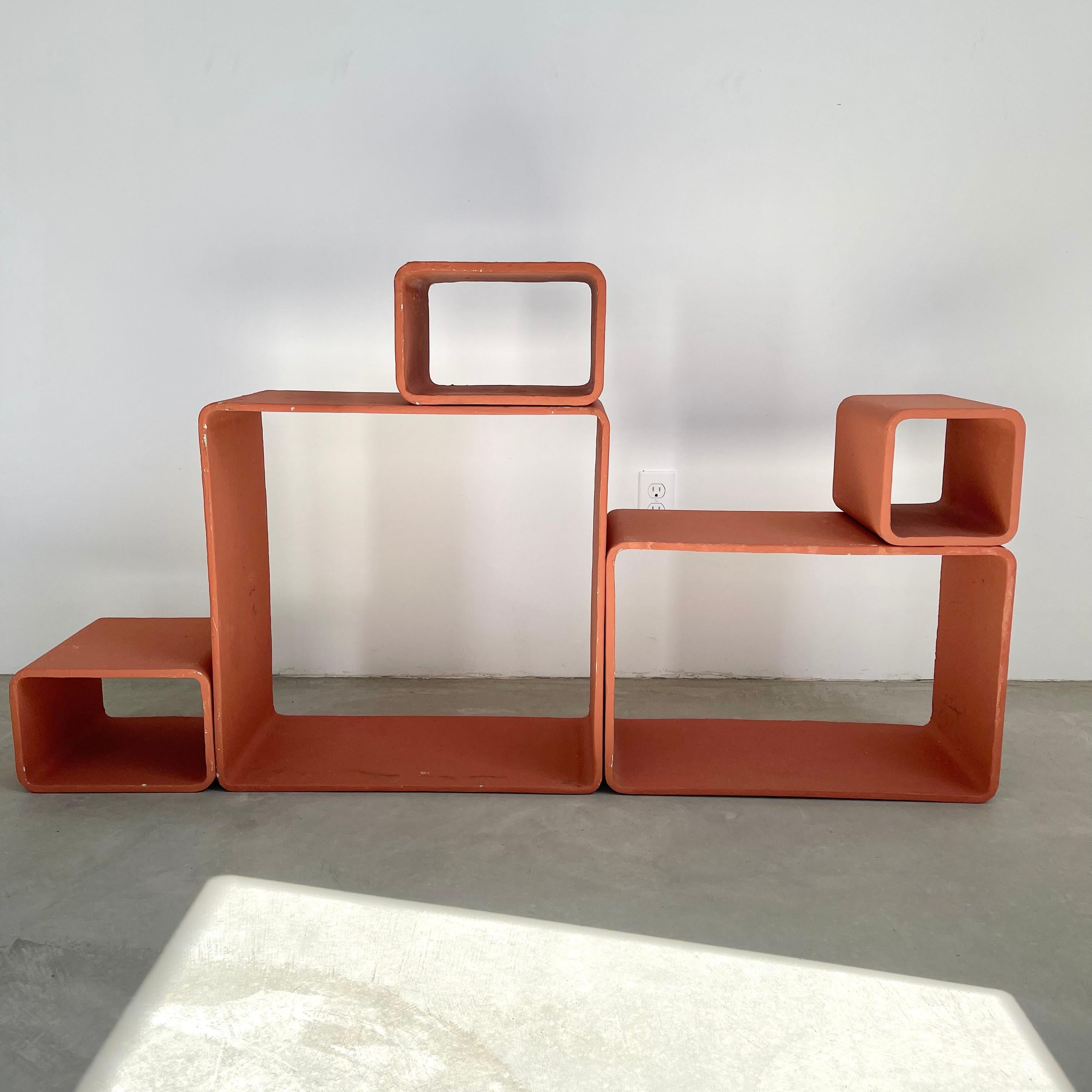 Swiss Willy Guhl Orange Concrete Bookcase For Sale