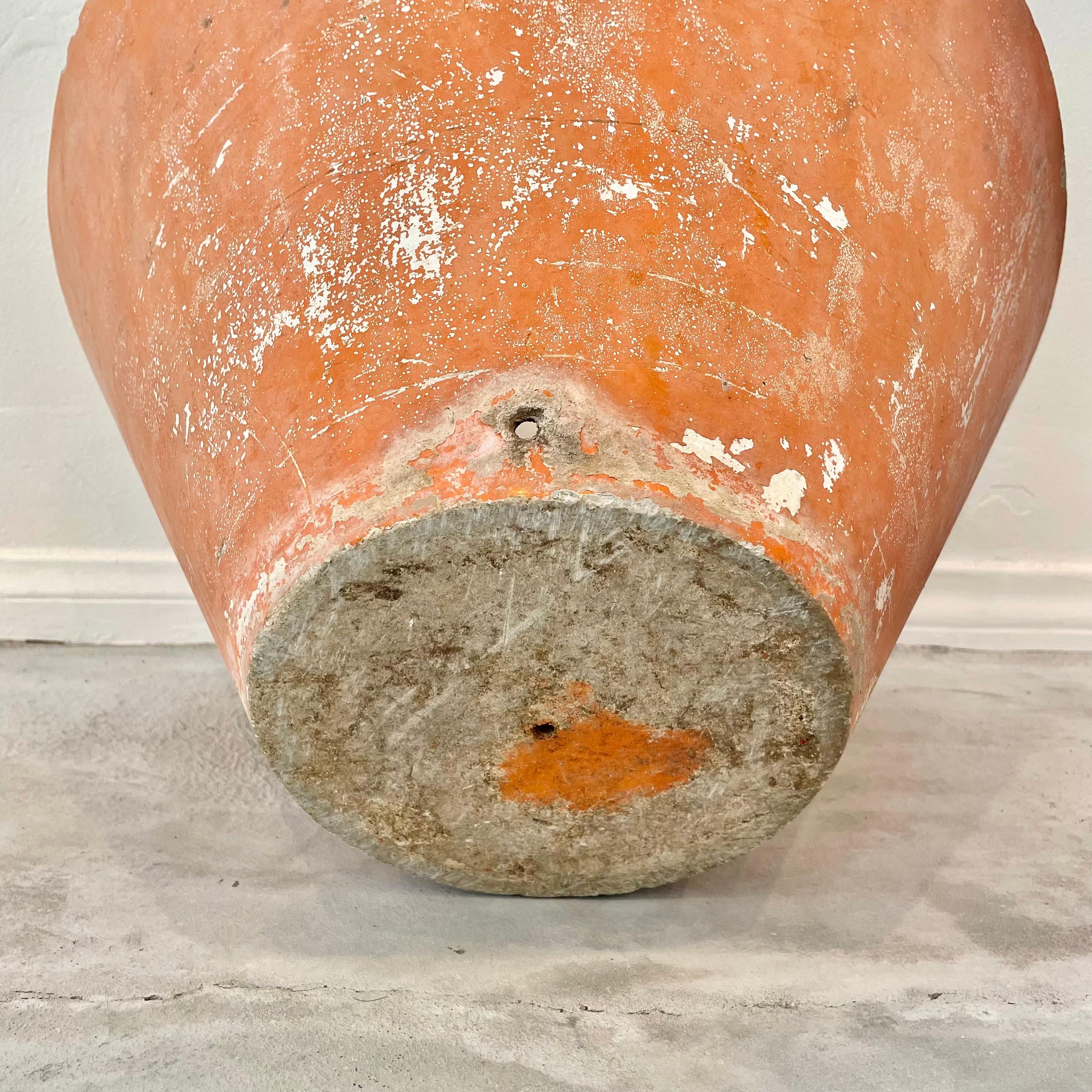 Willy Guhl Orange Concrete Cone Flower Pot, 1960s Switzerland In Good Condition For Sale In Los Angeles, CA