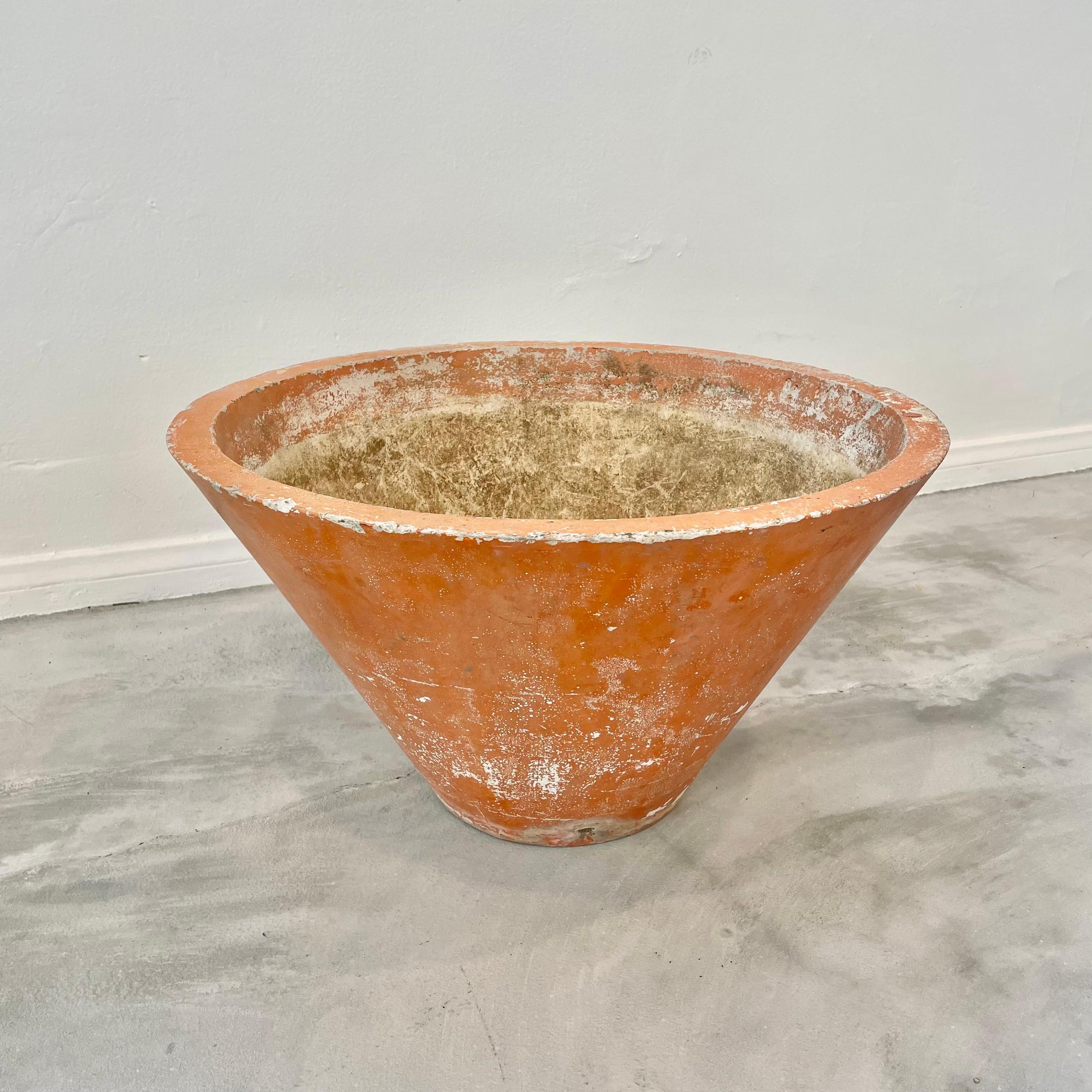 Willy Guhl Orange Concrete Cone Flower Pot, 1960s Switzerland For Sale 2