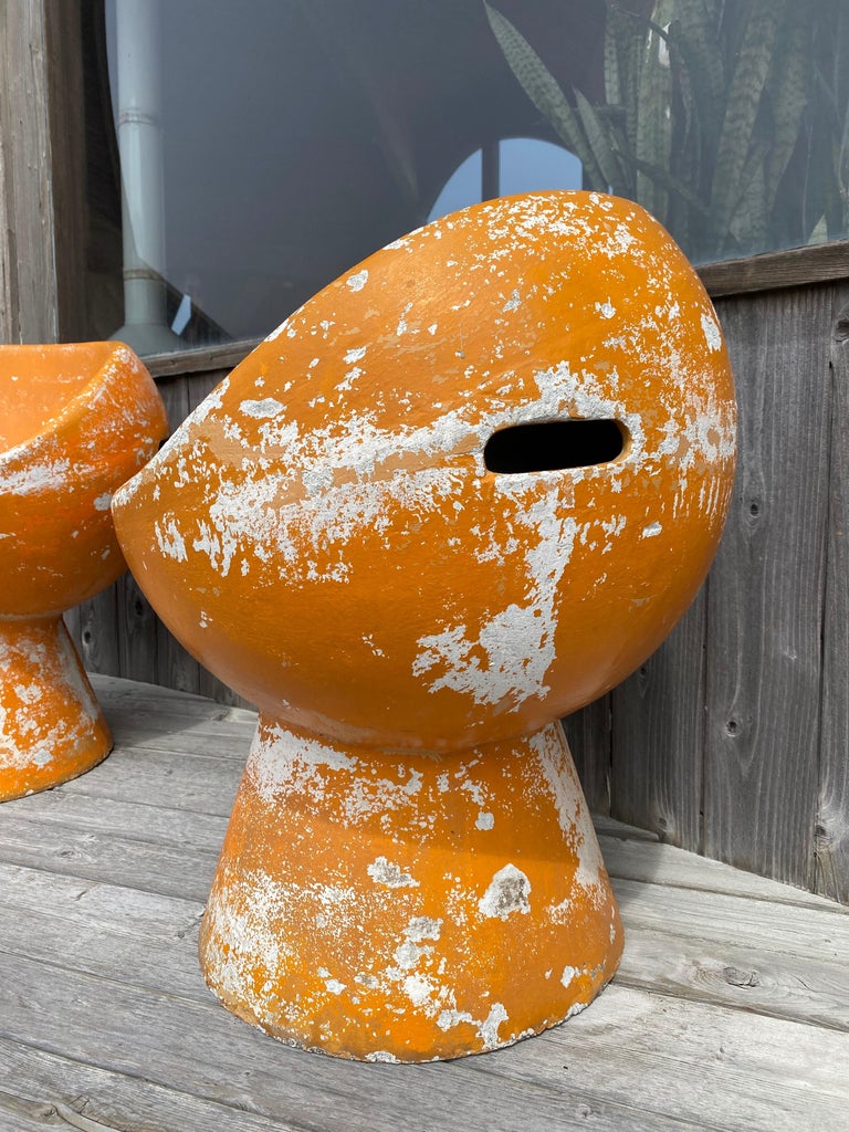 Mid-20th Century Willy Guhl Orange Pod Chairs, Pair For Sale