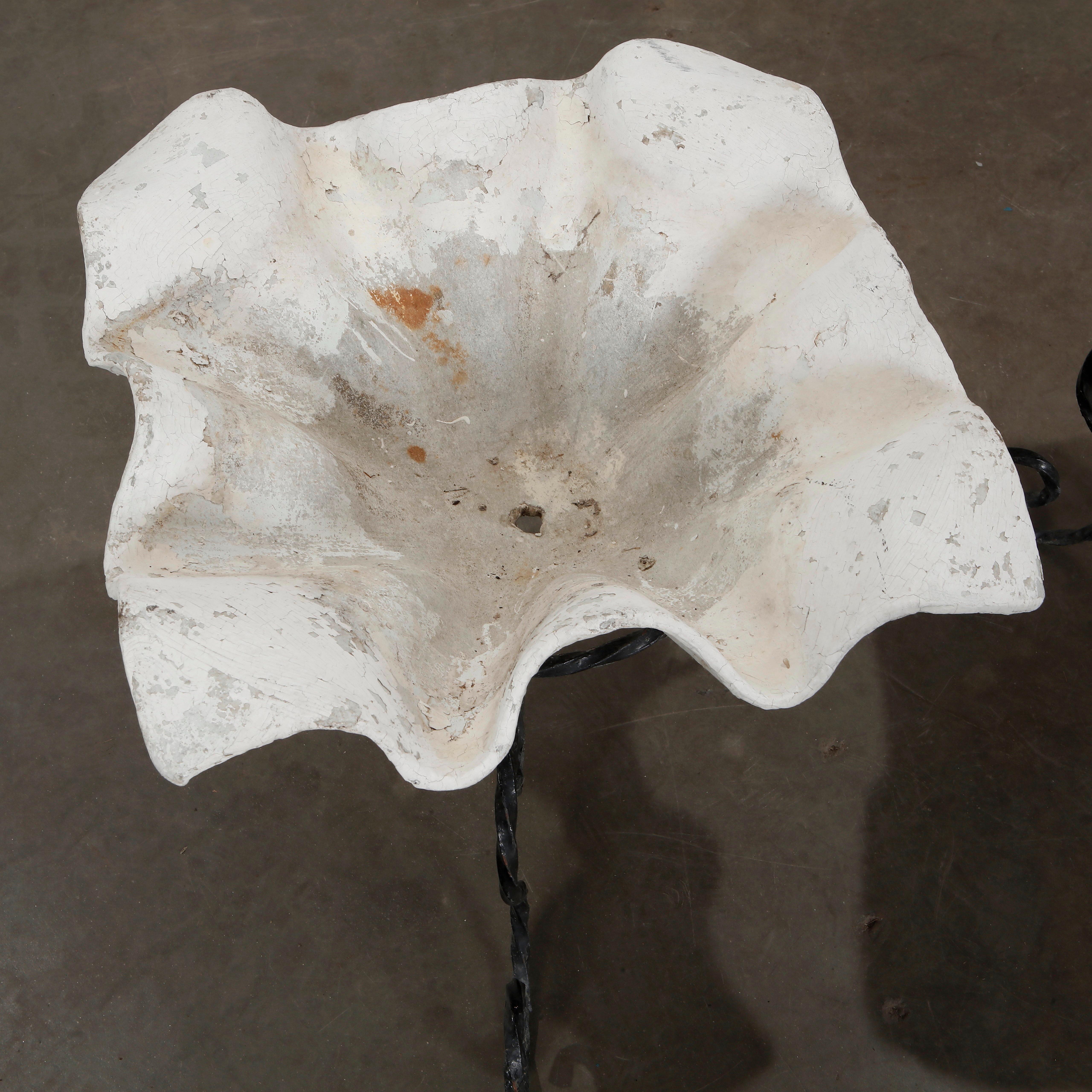 Swiss Willy Guhl, Pair of Small Elephant Ear Planters on Stands, 1960s For Sale