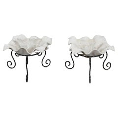 Willy Guhl, Pair of Small Elephant Ear Planters on Stands, 1960s