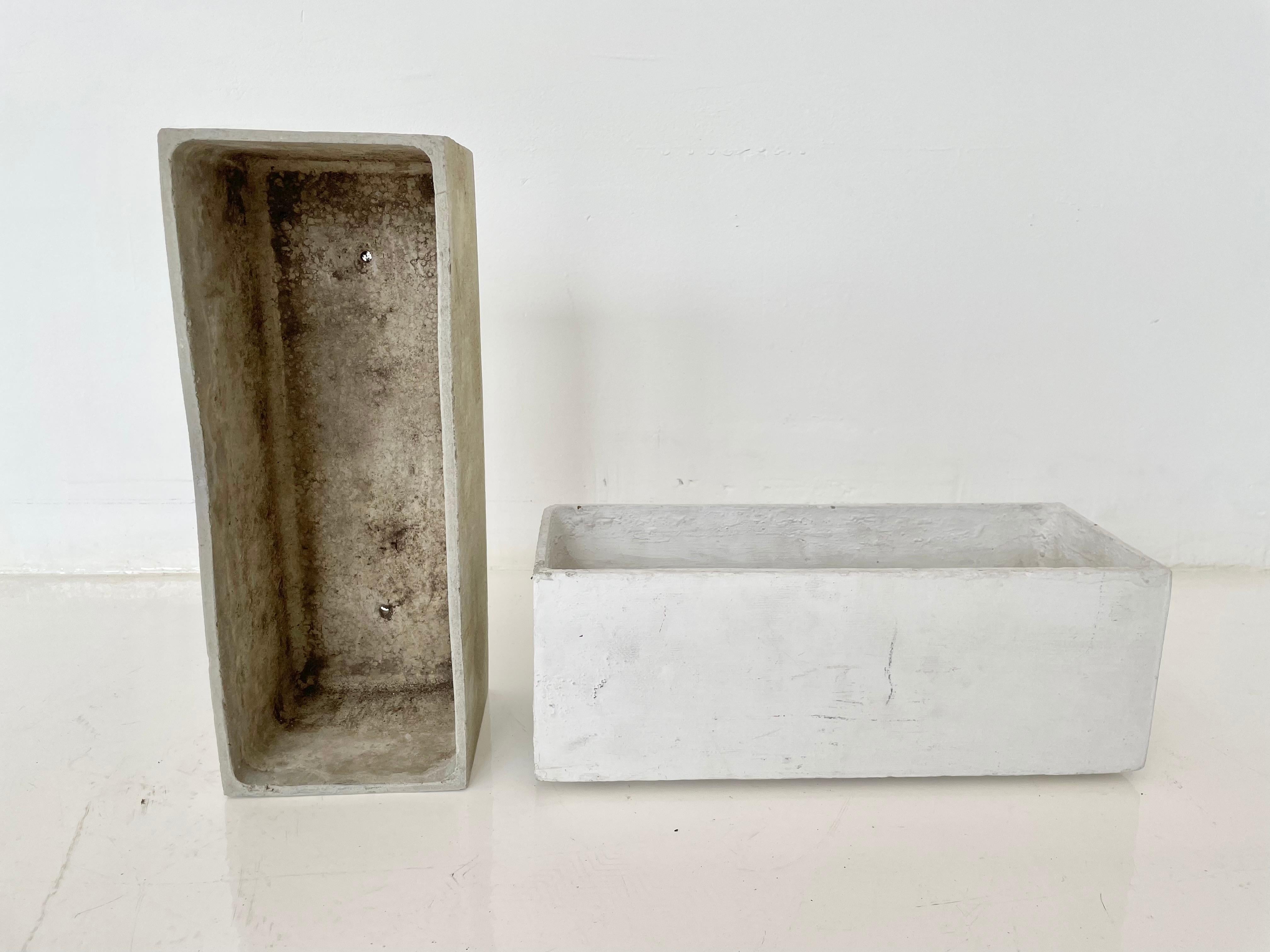 Concrete trough planters by Swiss architect Willy Guhl. Petite size. Just under 16
