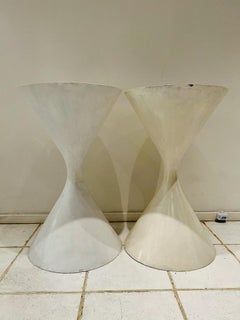 Fioriera Willy Guhl 1a edizione in cemento bianco brasiliano circa 1950 coppia