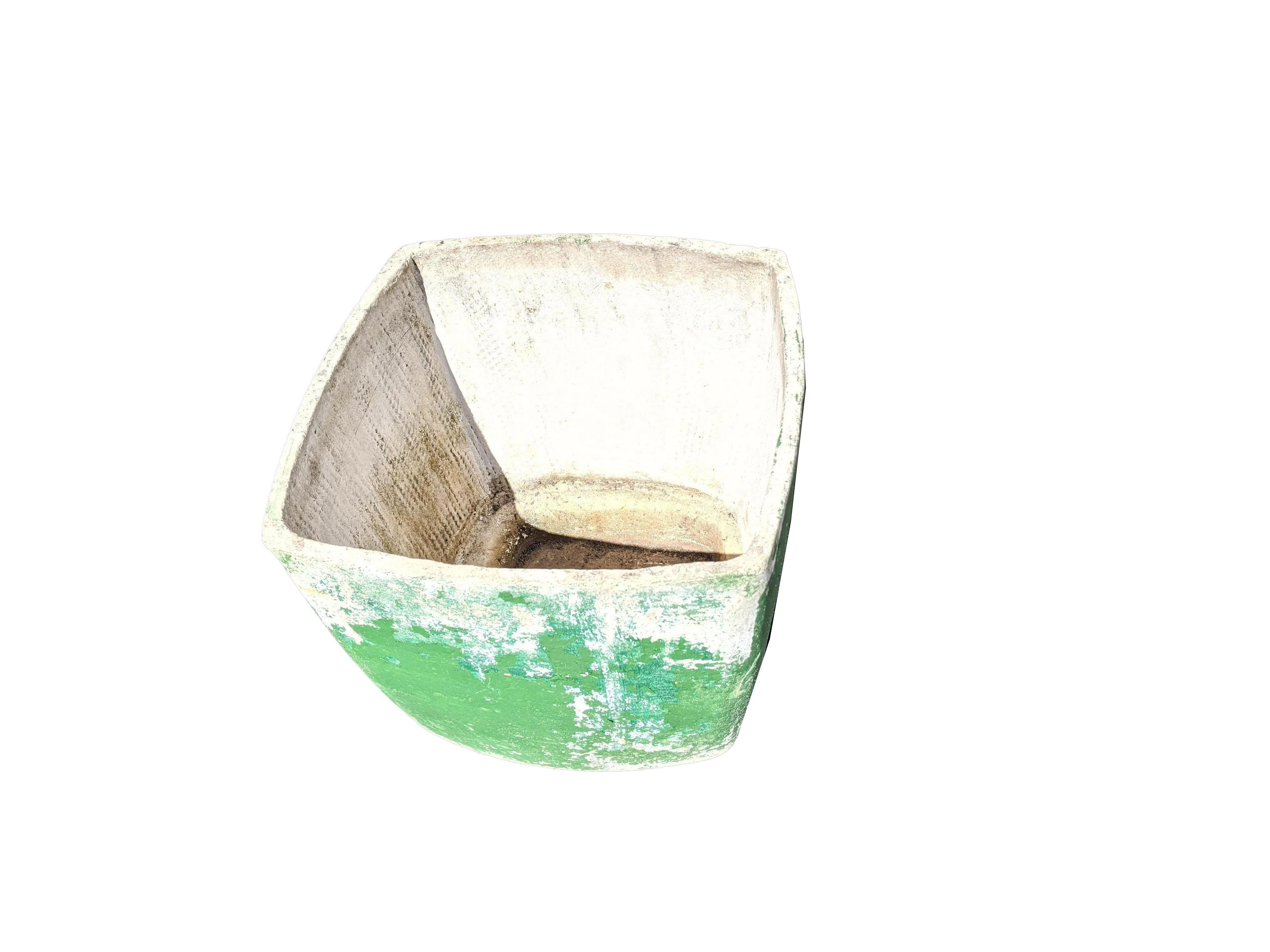 Concrete Willy Guhl Planter with Green Paint
