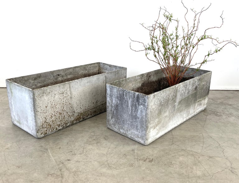Willy Guhl rectangular planters with wonderful patina.
Sold individually.