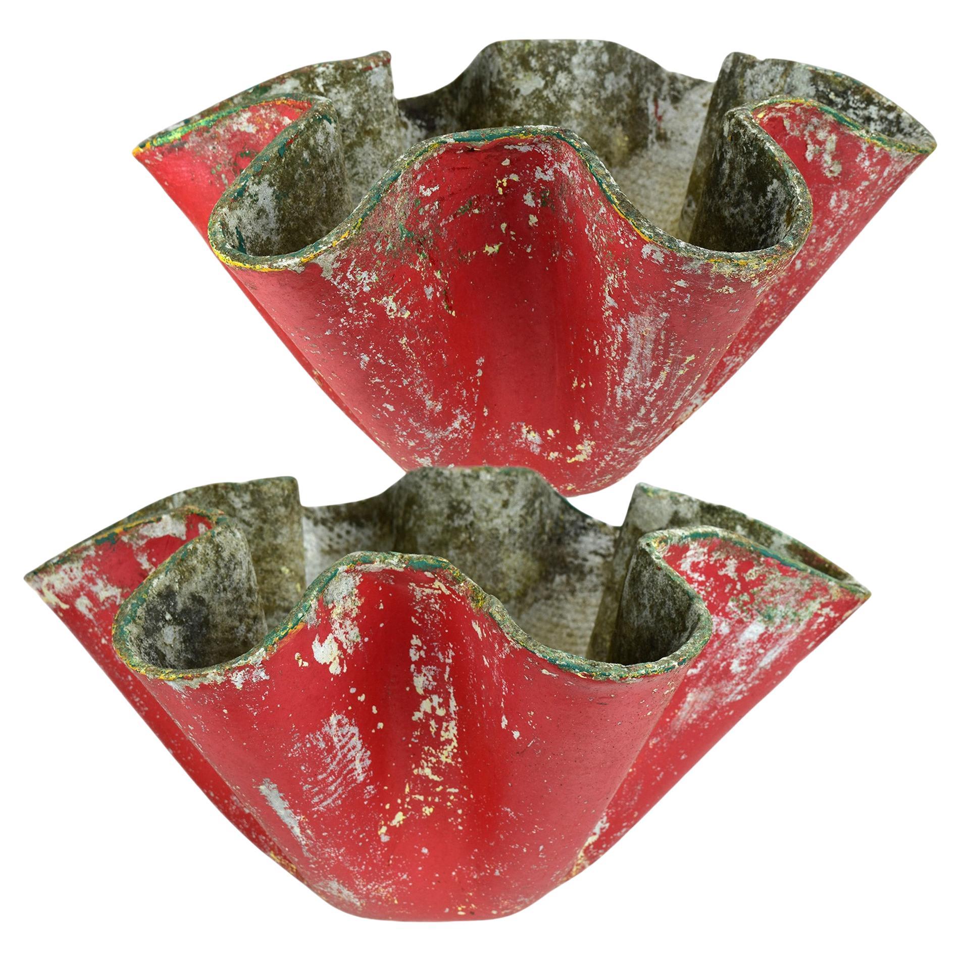 Willy Guhl Planters Set of 2 for Eternit, Mid-Century Modern Clam Shell Design