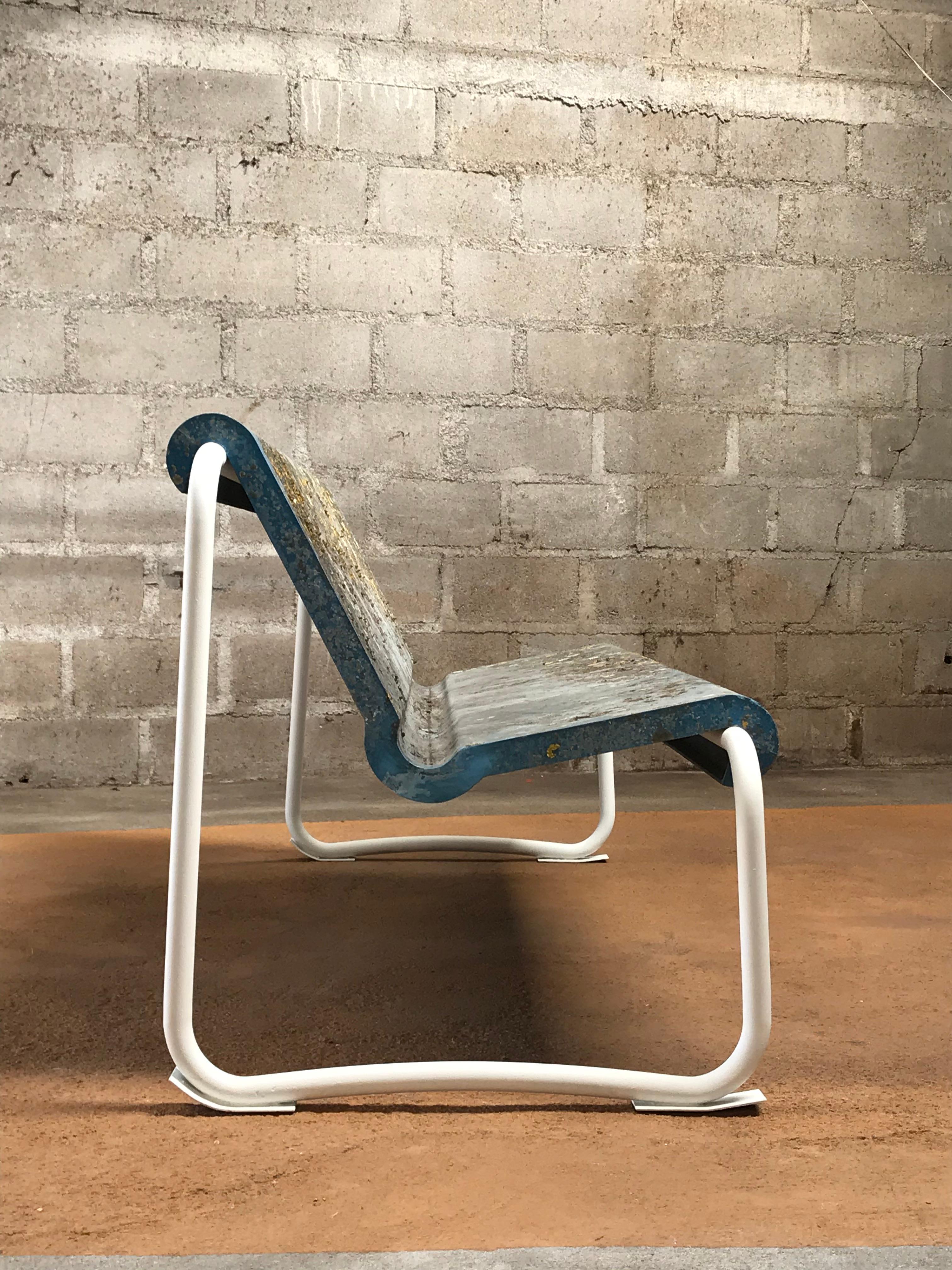 Willy Guhl, Rare Bench in Blue, 2 Seater with Wonderful Patina, Swiss, 1959 3