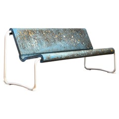 Willy Guhl, Rare Bench in Blue, 2 Seater with Wonderful Patina, Swiss, 1959