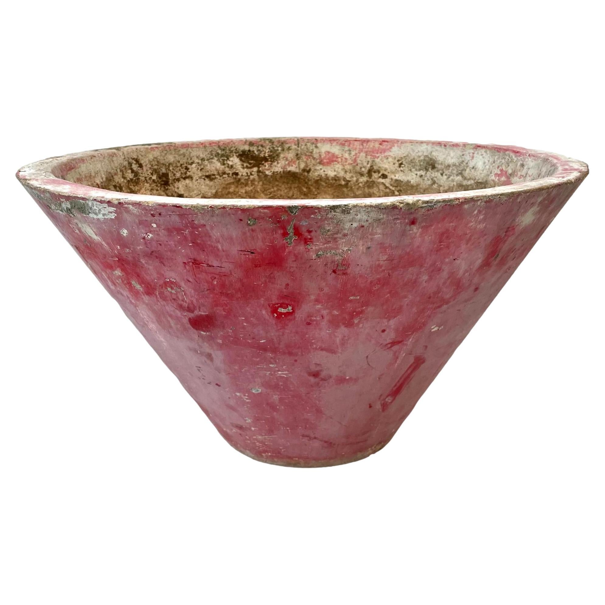 Willy Guhl Red Concrete Cone Flower Pot, 1960s Switzerland For Sale