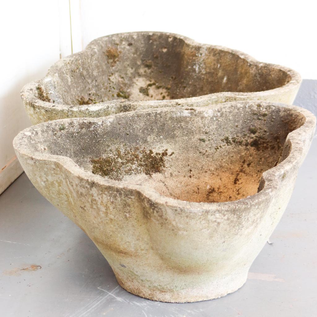 Willy Guhl Scalloped Concrete Planters For Sale 1