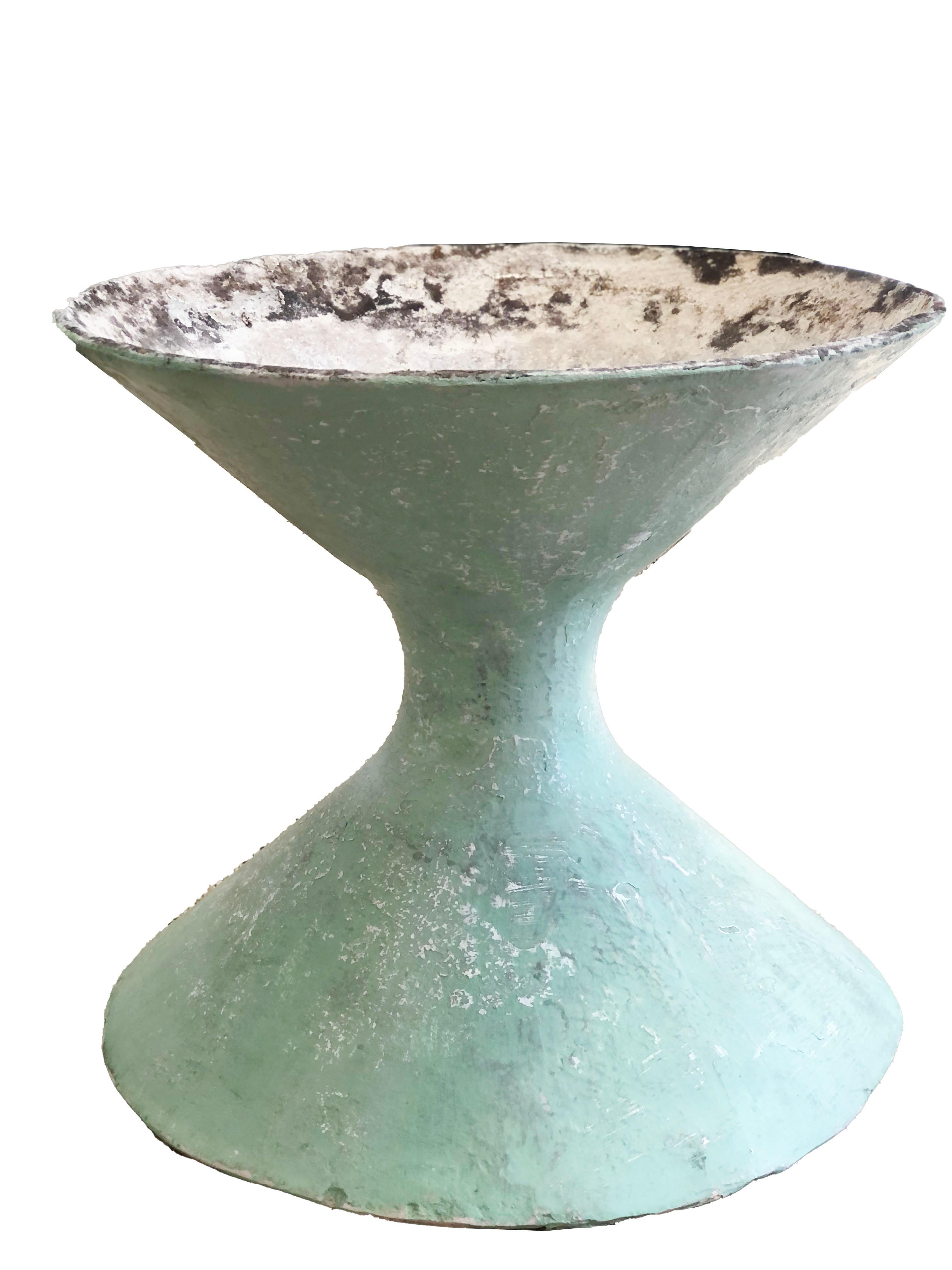 Mid-Century Modern Willy Guhl Sculptural Hourglass Planter in Green