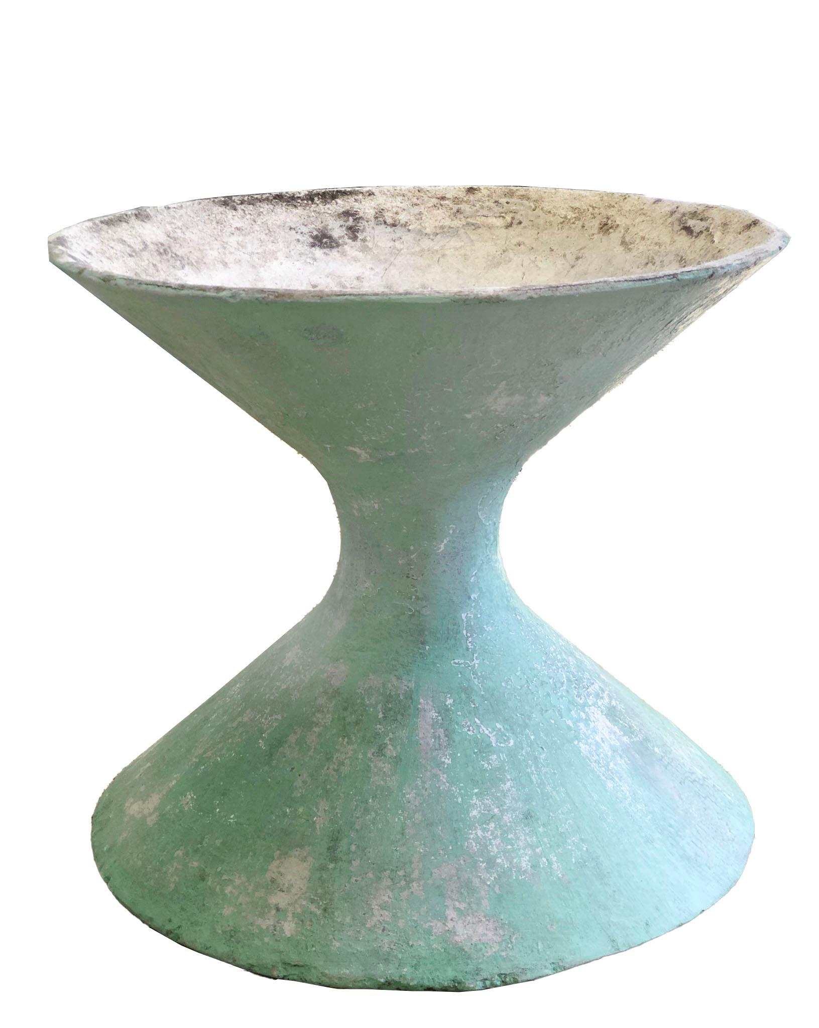 20th Century Willy Guhl Sculptural Hourglass Planter in Green